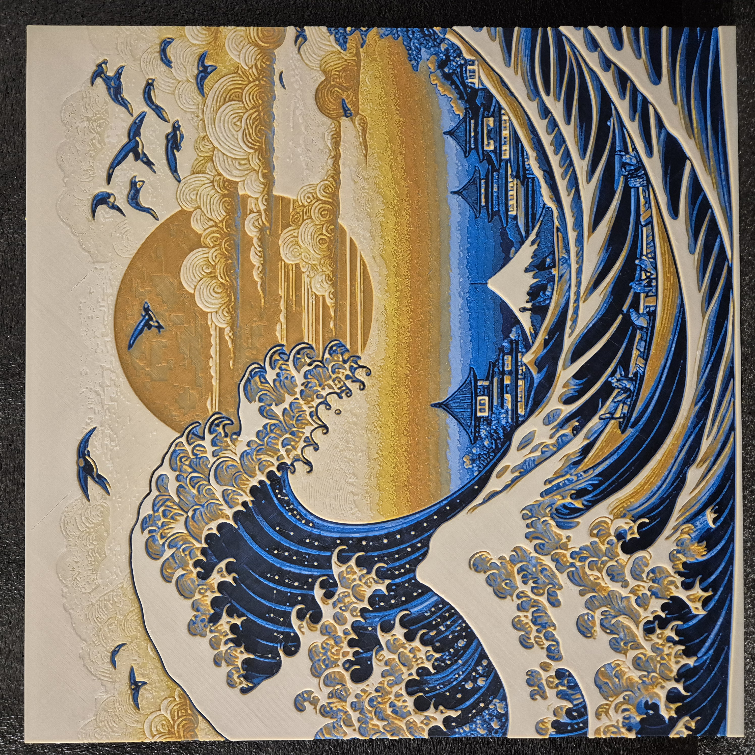 🖼️ Tableau d'art Hokusai en relief