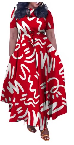 Robe Maxi Africaine Chic Ceinture - Collection Printemps