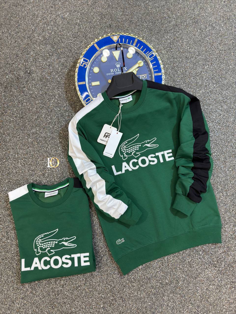  Ensemble Lacoste Vert et Blanc : Sweat-shirt et T-shirt Assortis