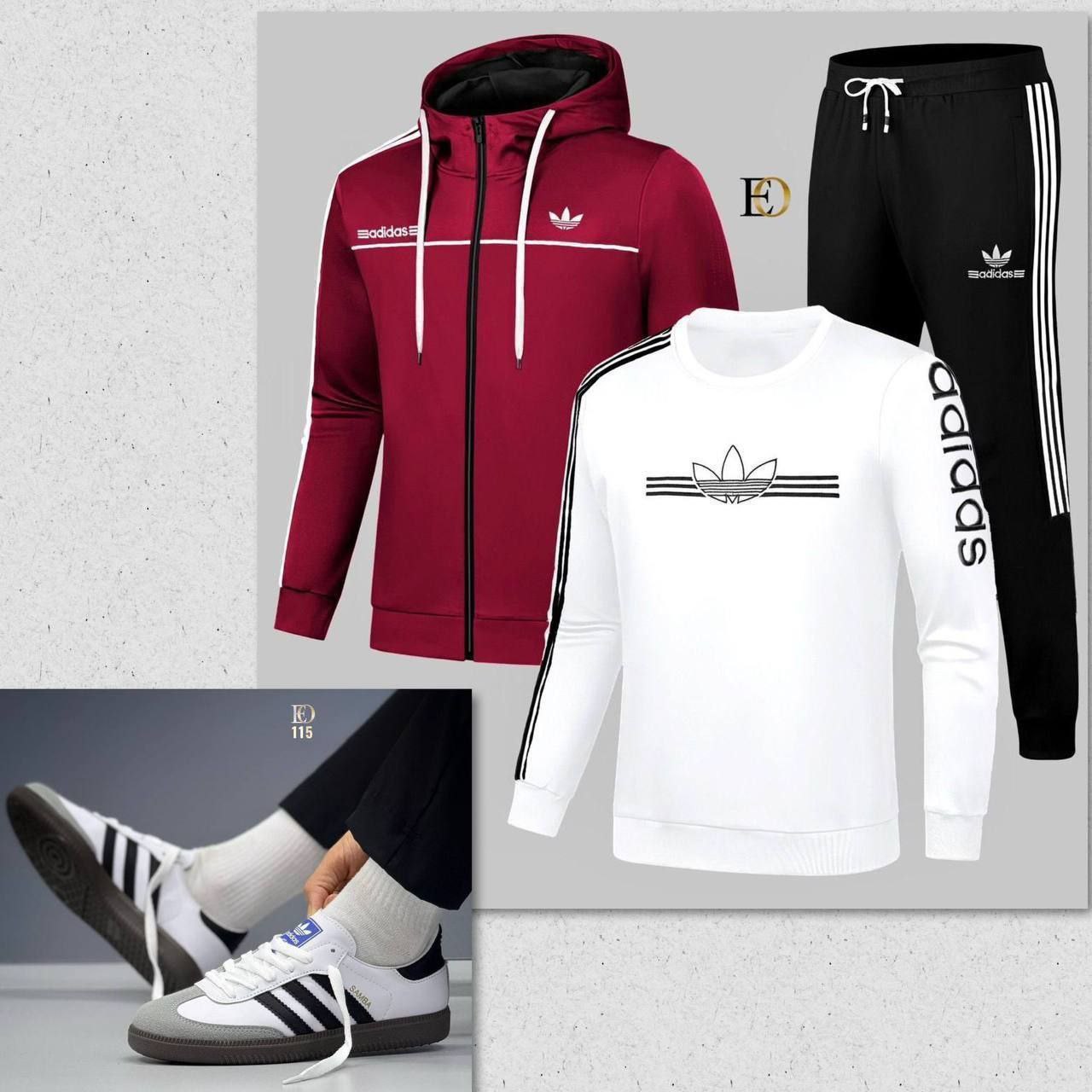 Ensemble de Survêtement Adidas Noir et Blanc avec Sweat-shirt Assorti
