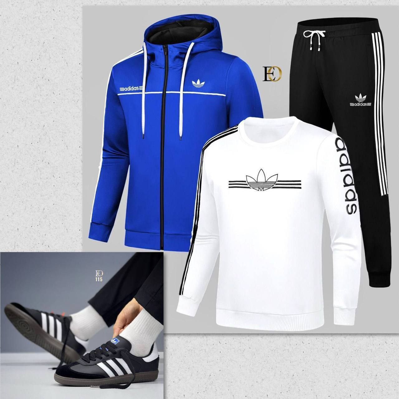Ensemble de Survêtement Adidas Noir et Blanc avec Sweat-shirt Assorti