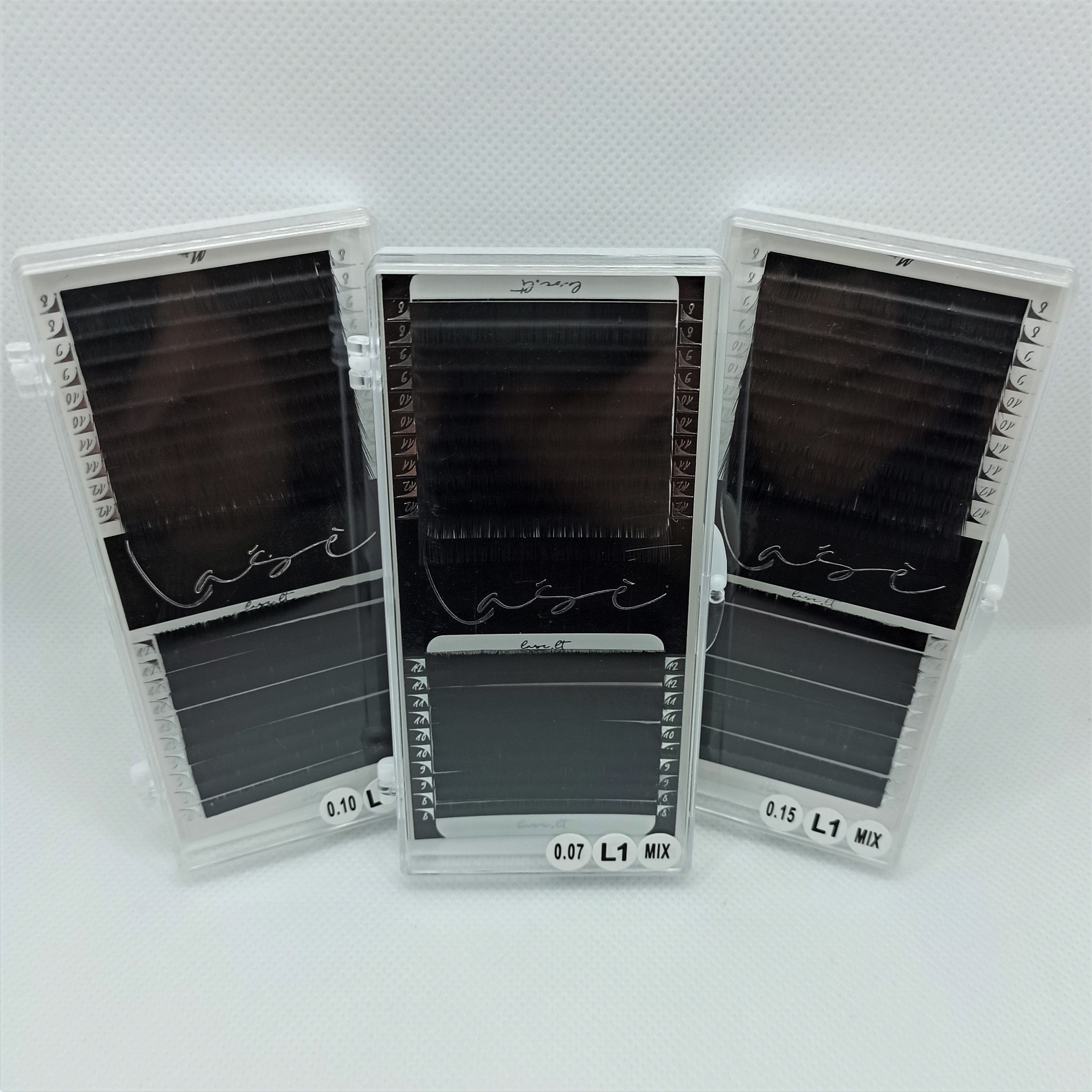 "Lašė" L linkio blakstienos, 0.10mm Juodos