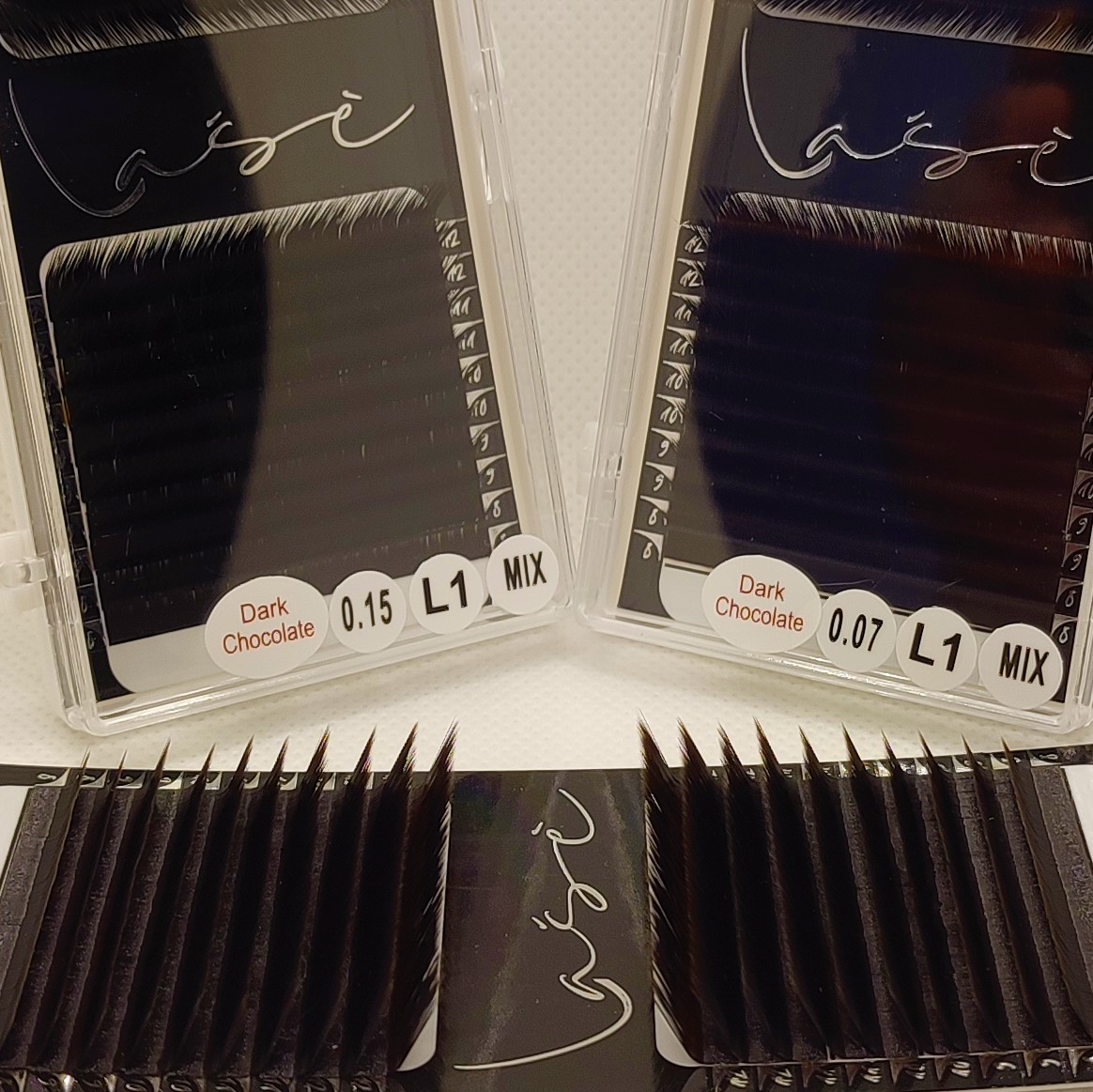 "Lašė" L linkio rudos blakstienos, 0.07mm