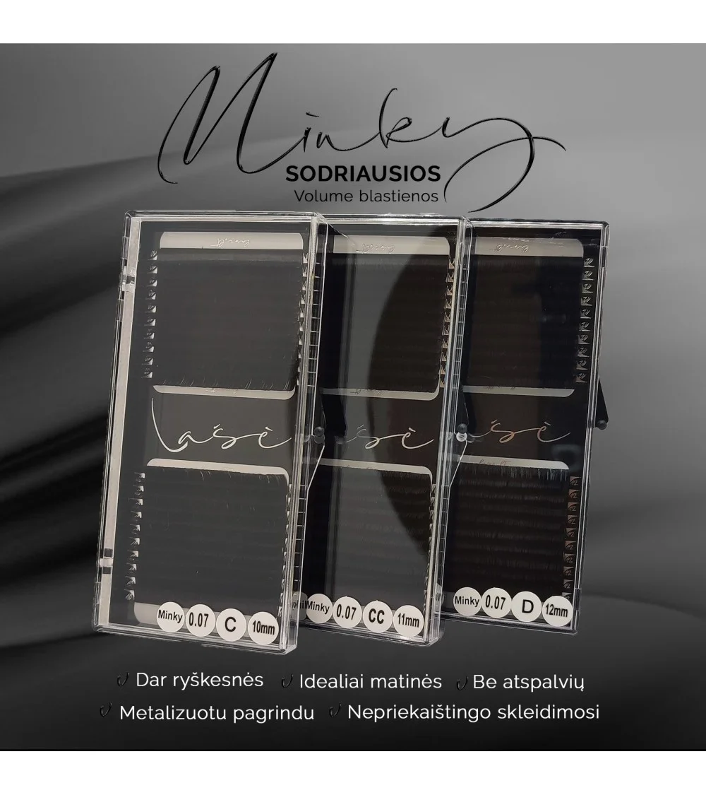 "Lašė" MINKY 0,07mm TAMSIAUSIOS volume blakstienos