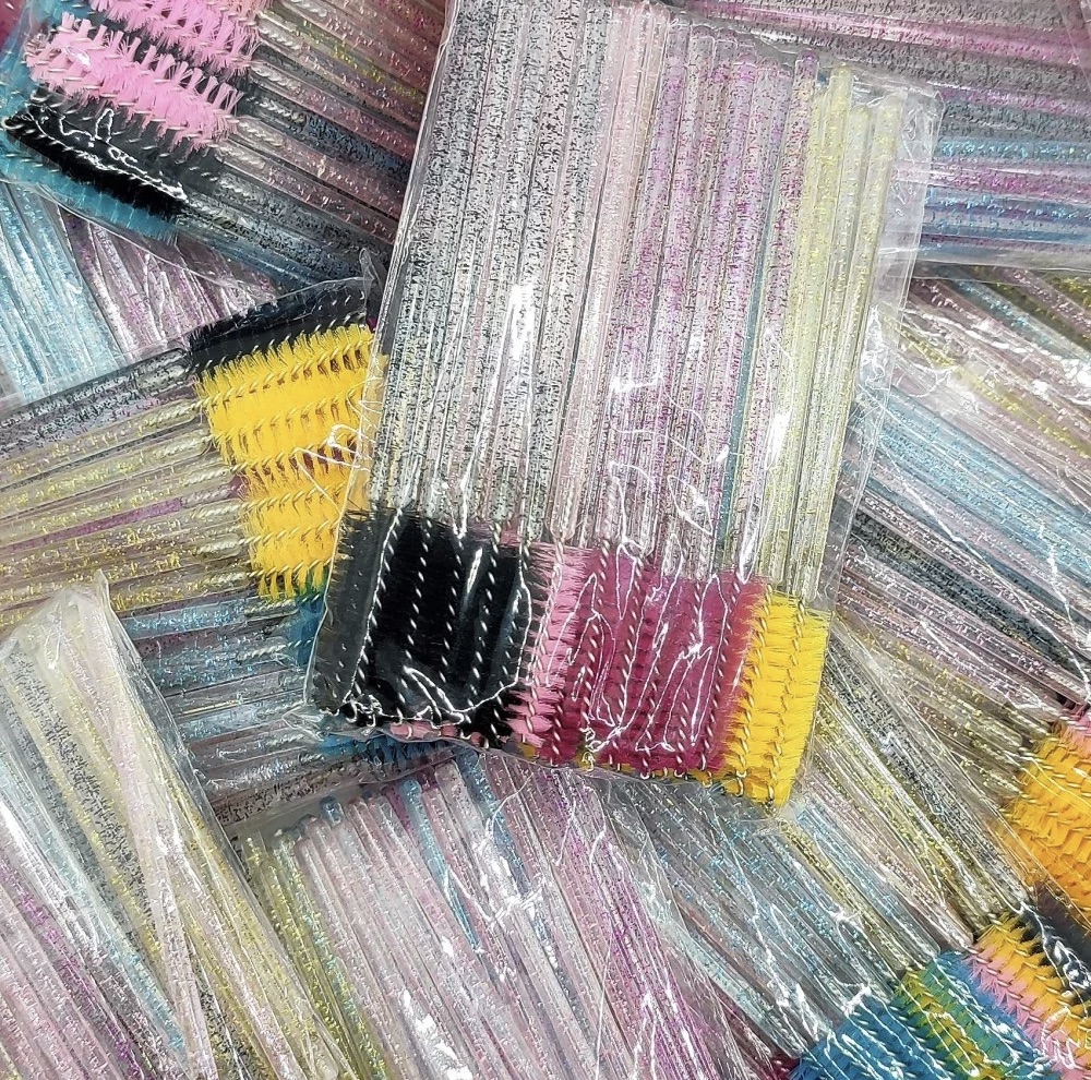 Šukutės blakstienoms, GLITTER įvairiaspalvis mix, 50vnt/pak