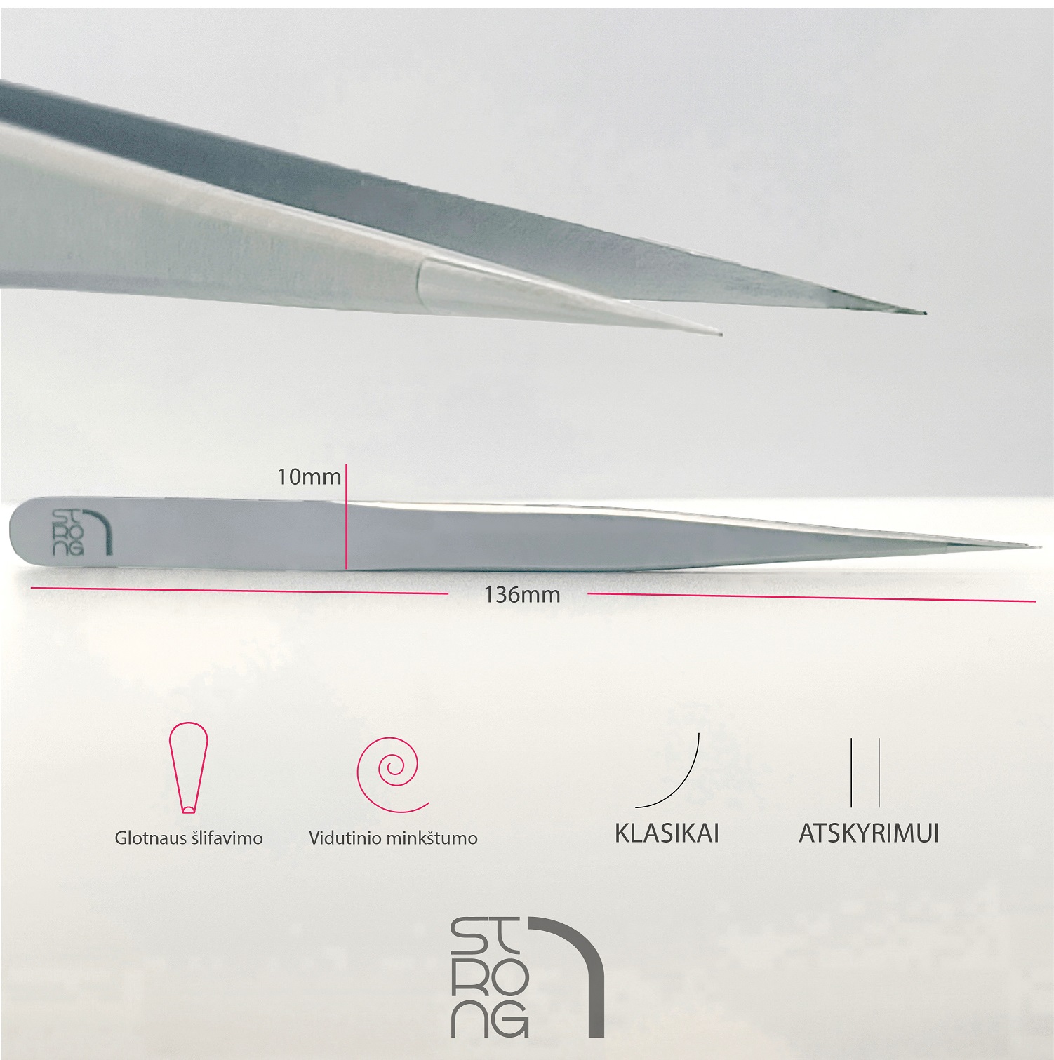 "Lašė" Strong 1 pincetas blakstienų atskyrimui