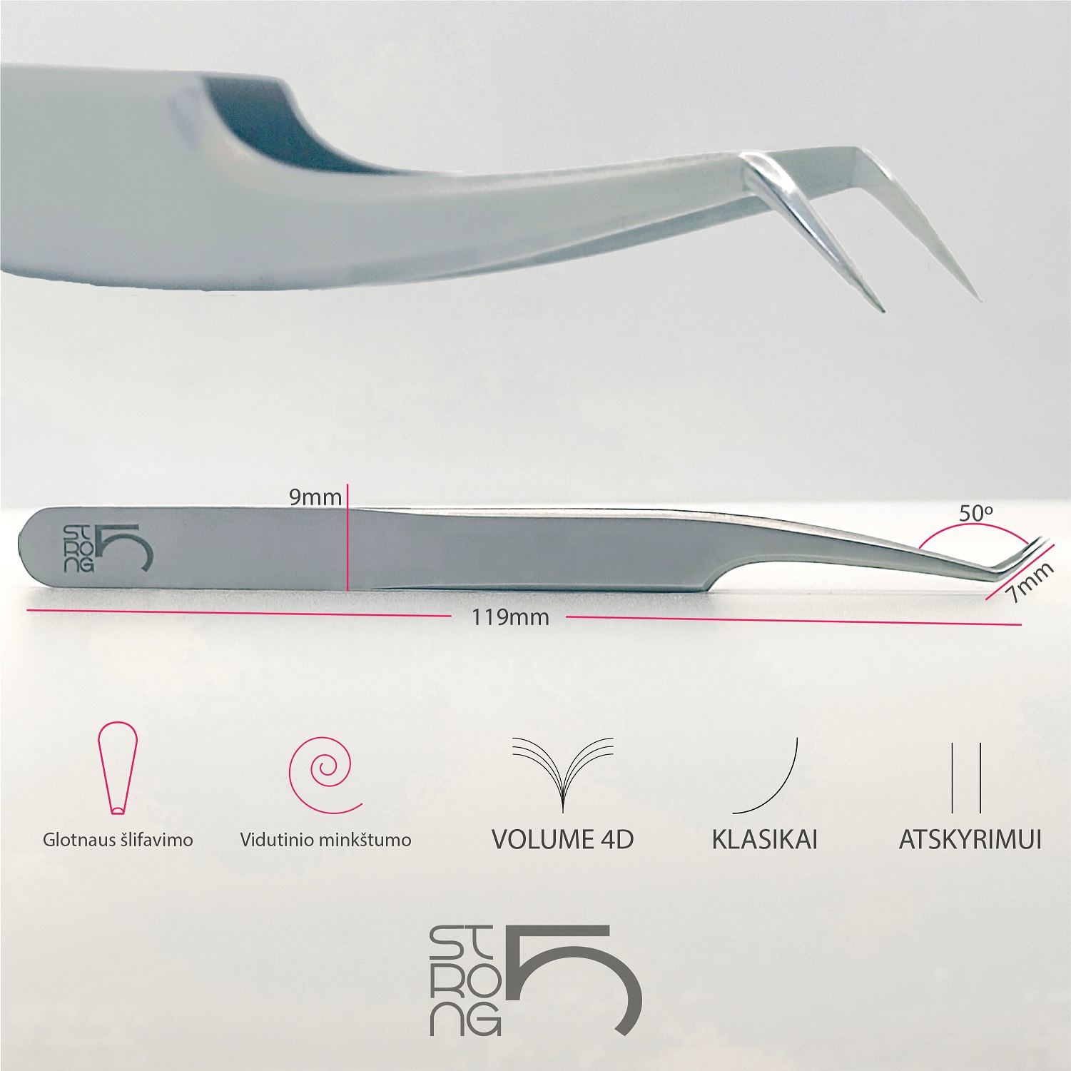  "Lašė" Strong 5 pincetas blakstienų priauginimui