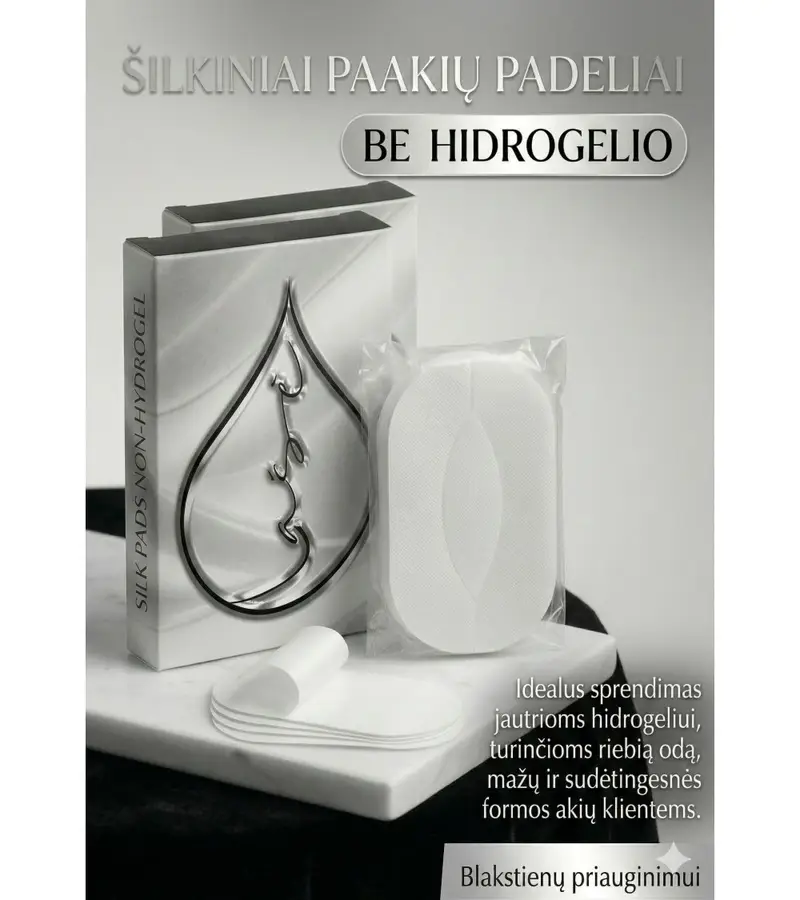 Lašė SILK (Šilkiniai) paakių padeliai Be Hidrogelio, blakstienų priauginimui