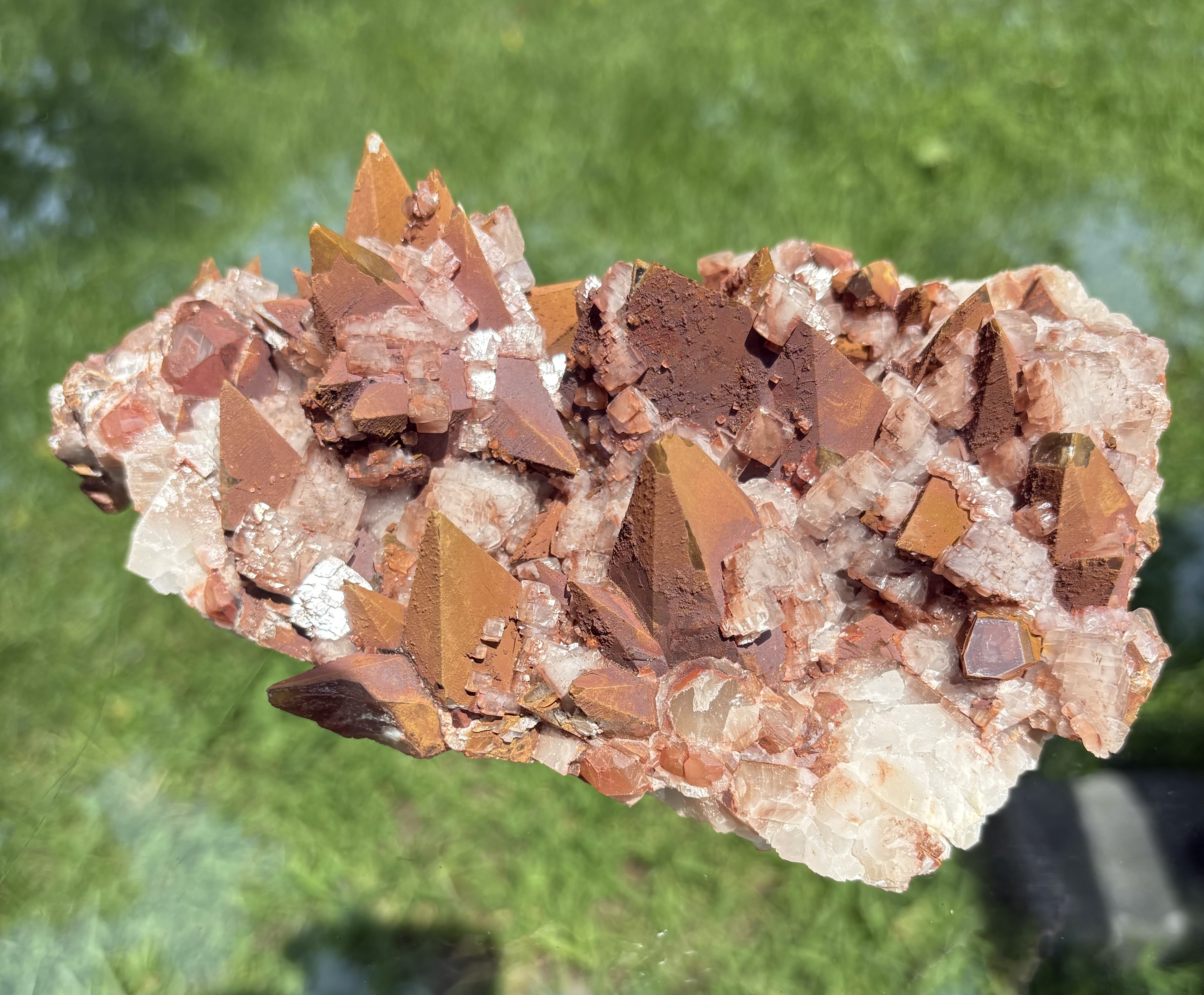 Hematite Encrusted Dog-Tooth Calcite & White Cubic Calcite