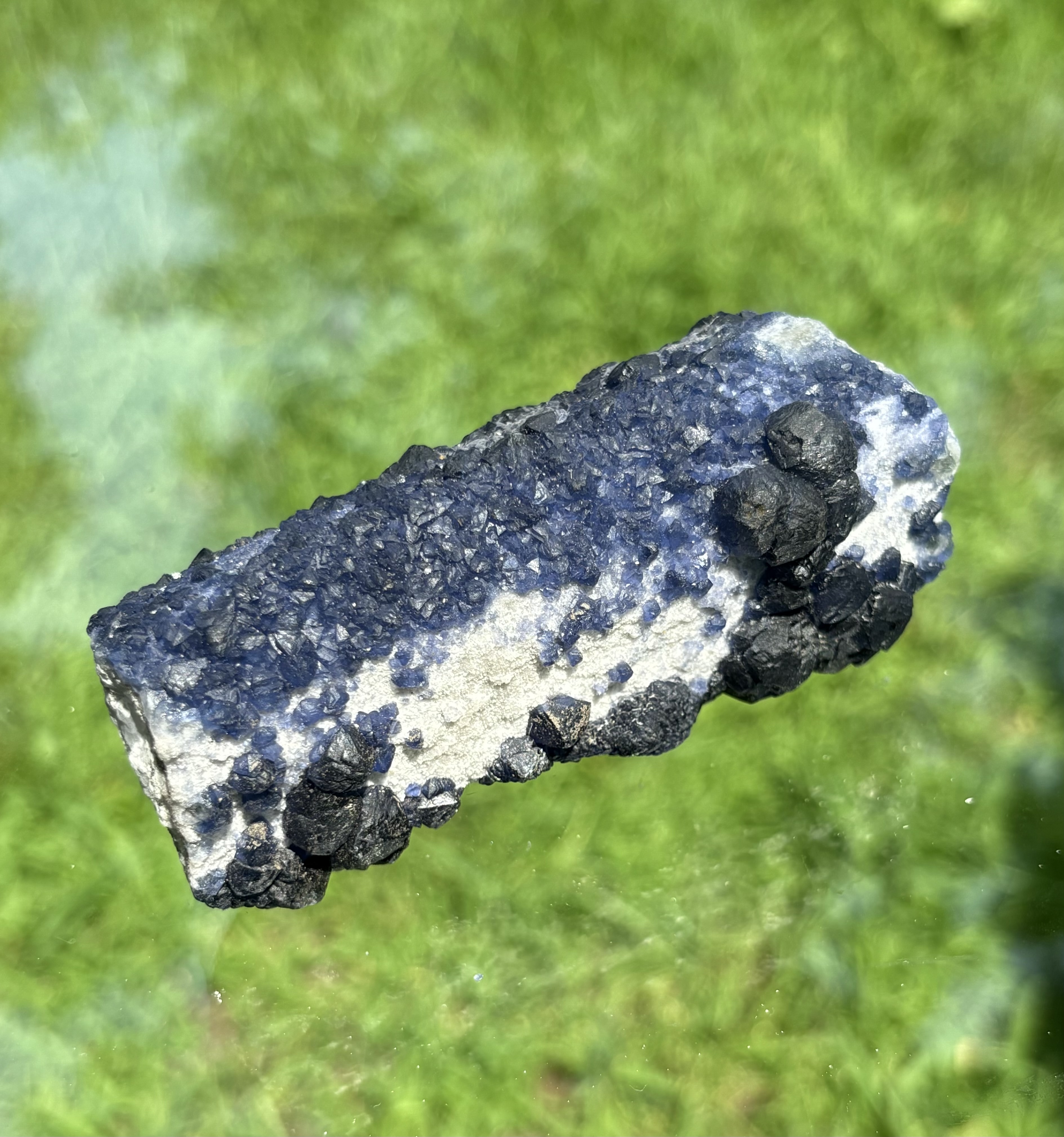 Blueberry Fluorite on Quartz Formation