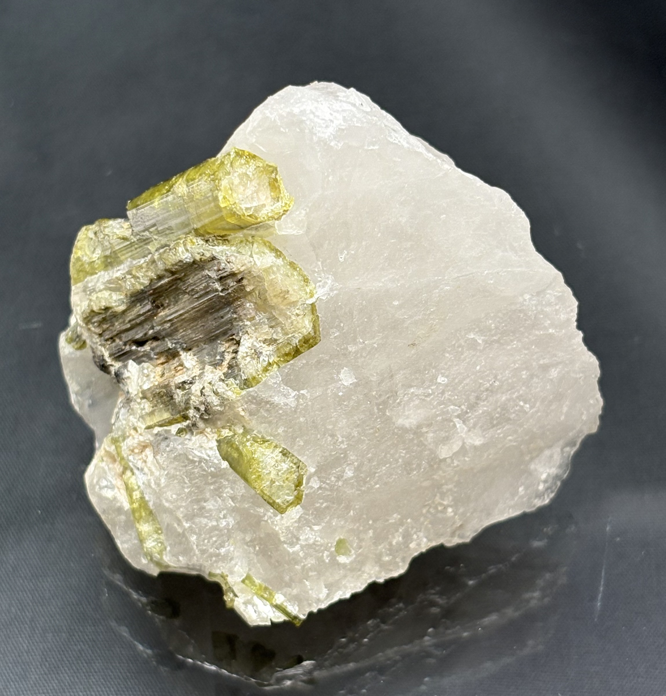 Green Tourmaline in Quartz Matrix
