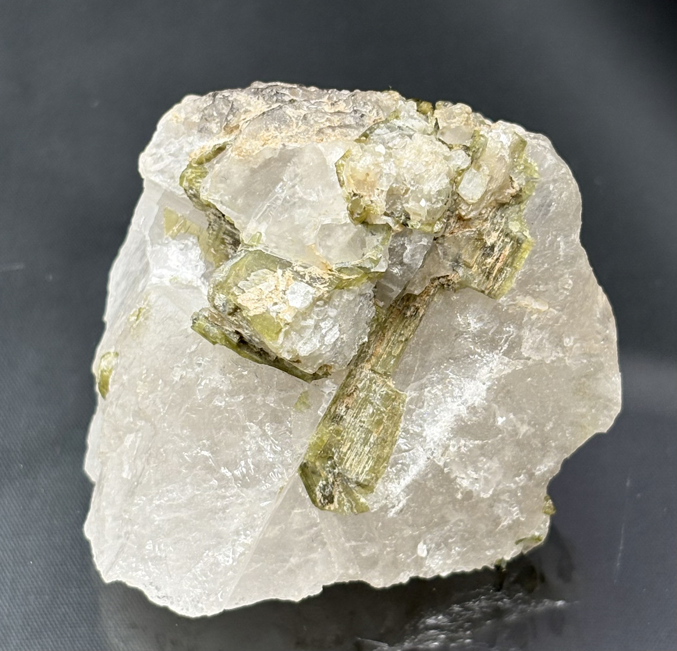 Green Tourmaline in Quartz Matrix