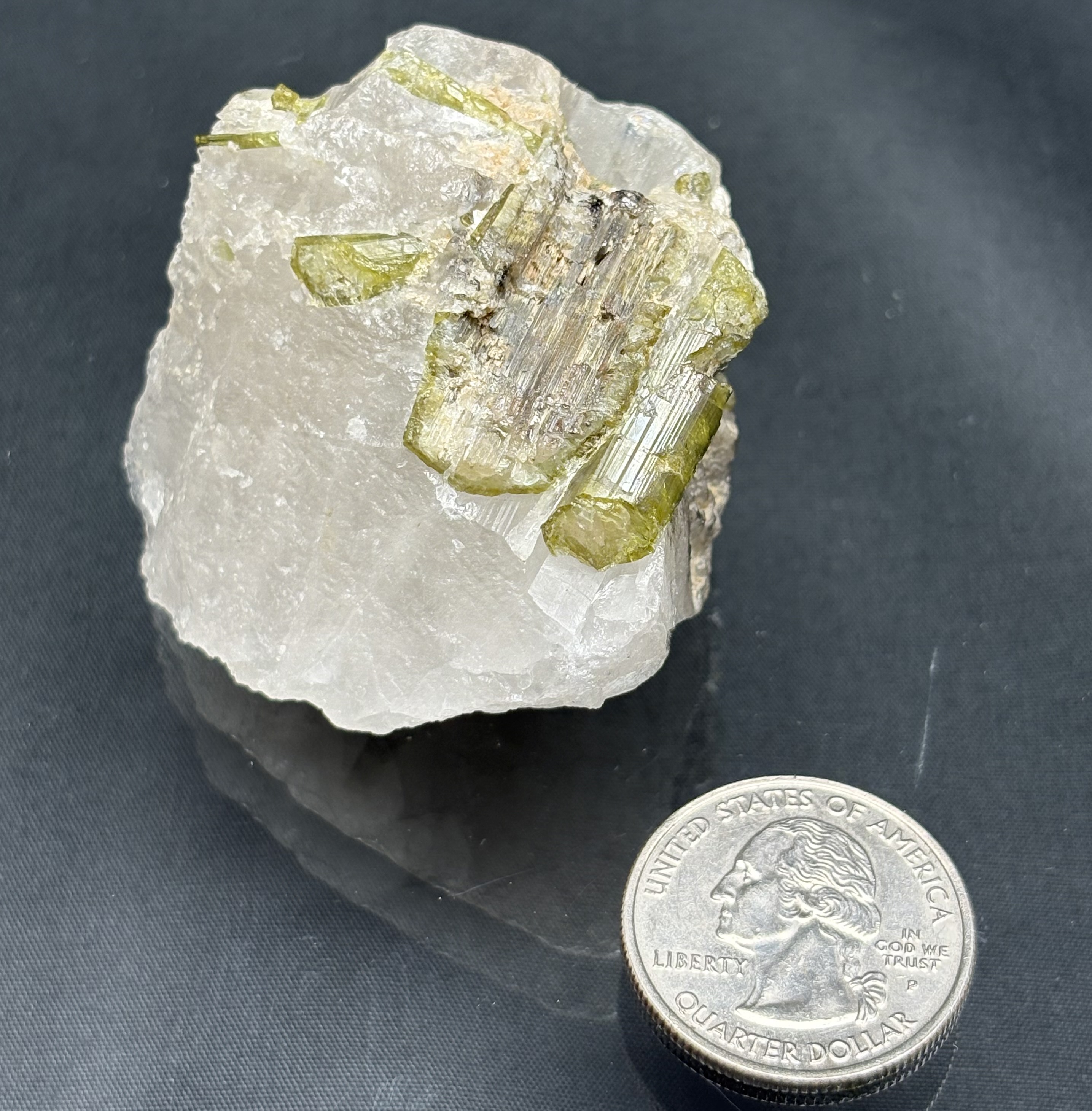 Green Tourmaline in Quartz Matrix