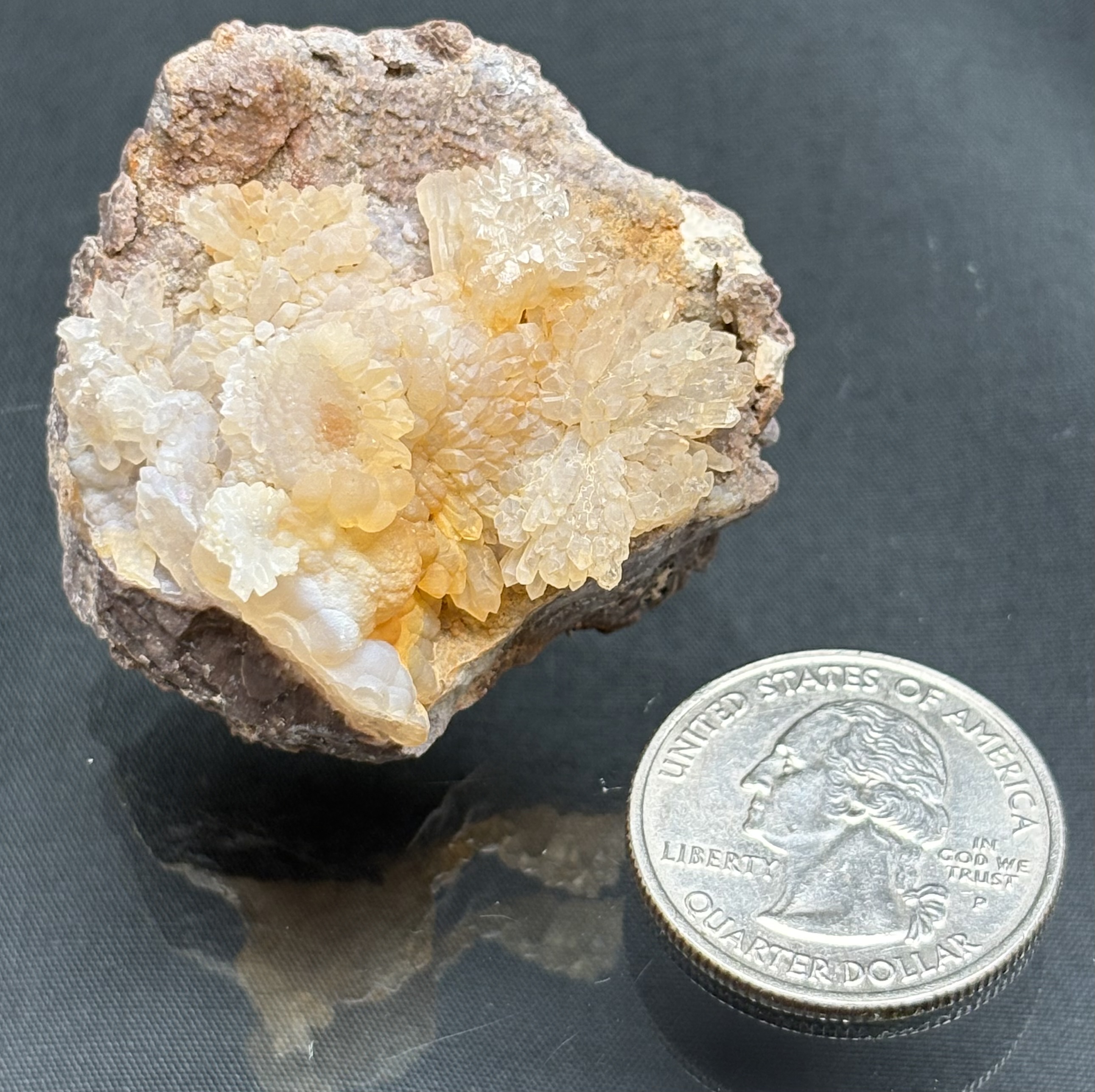 Peach Chalcedony Flowers on Matrix