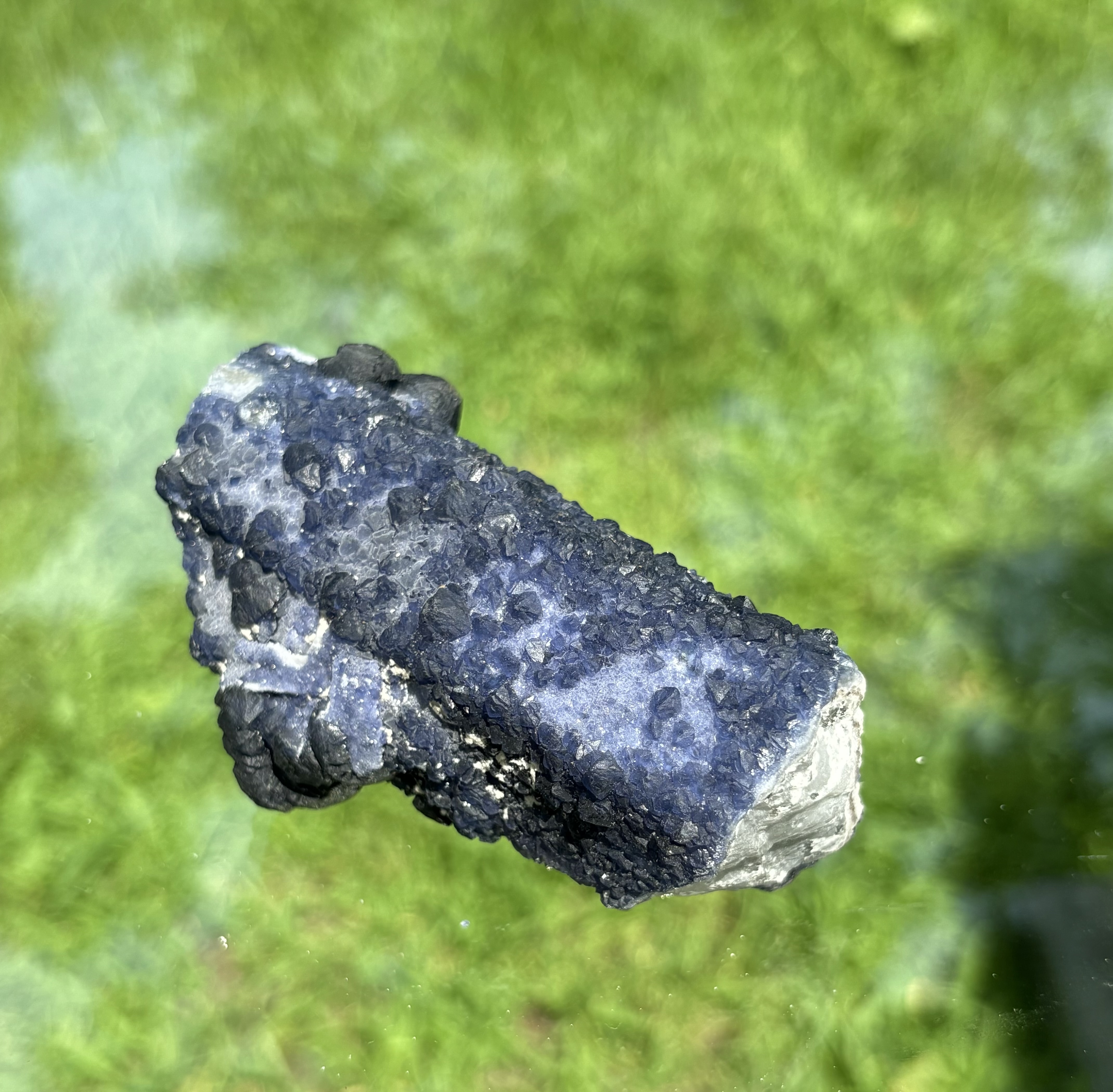 Blueberry Fluorite on Quartz Formation