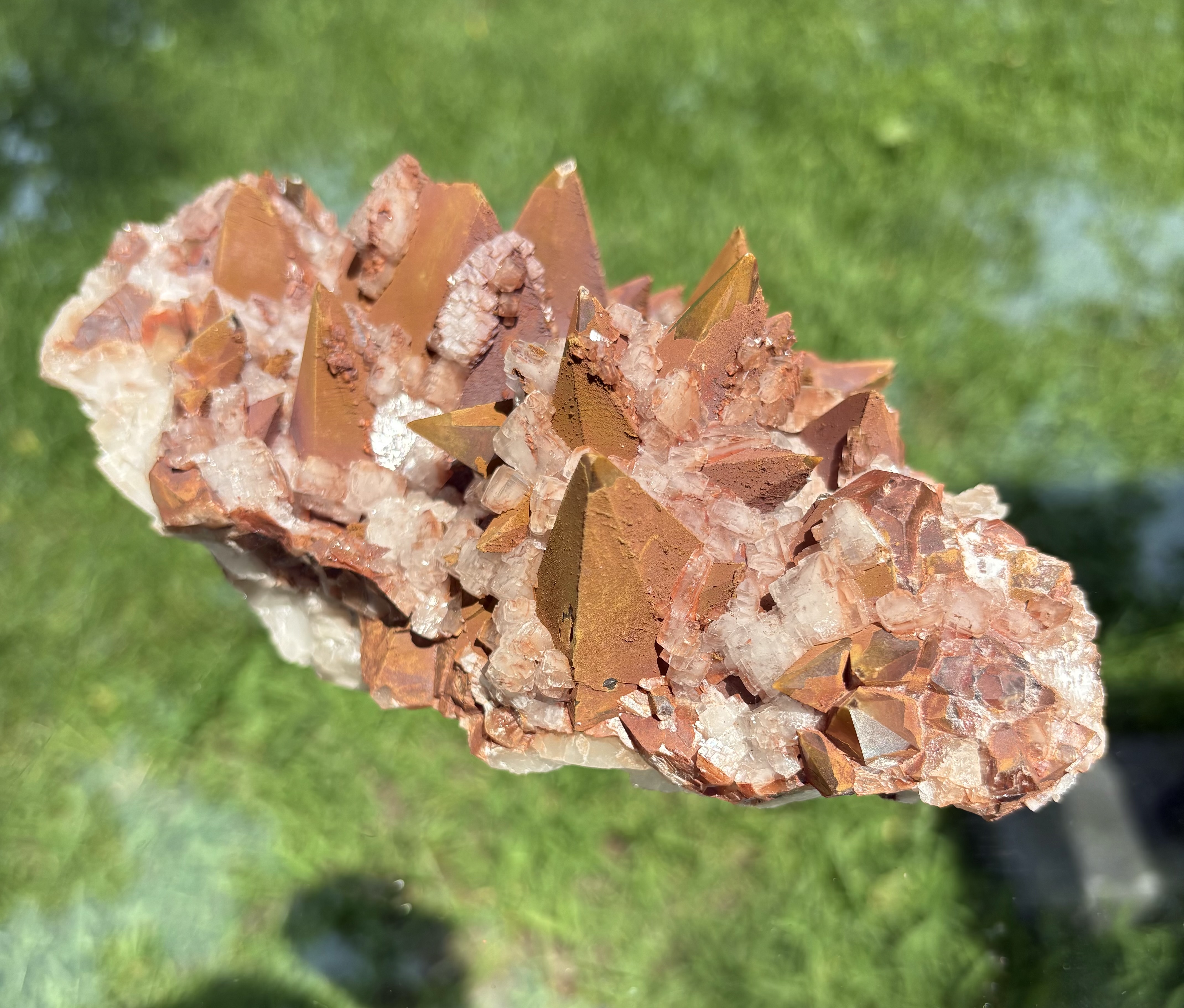 Hematite Encrusted Dog-Tooth Calcite & White Cubic Calcite