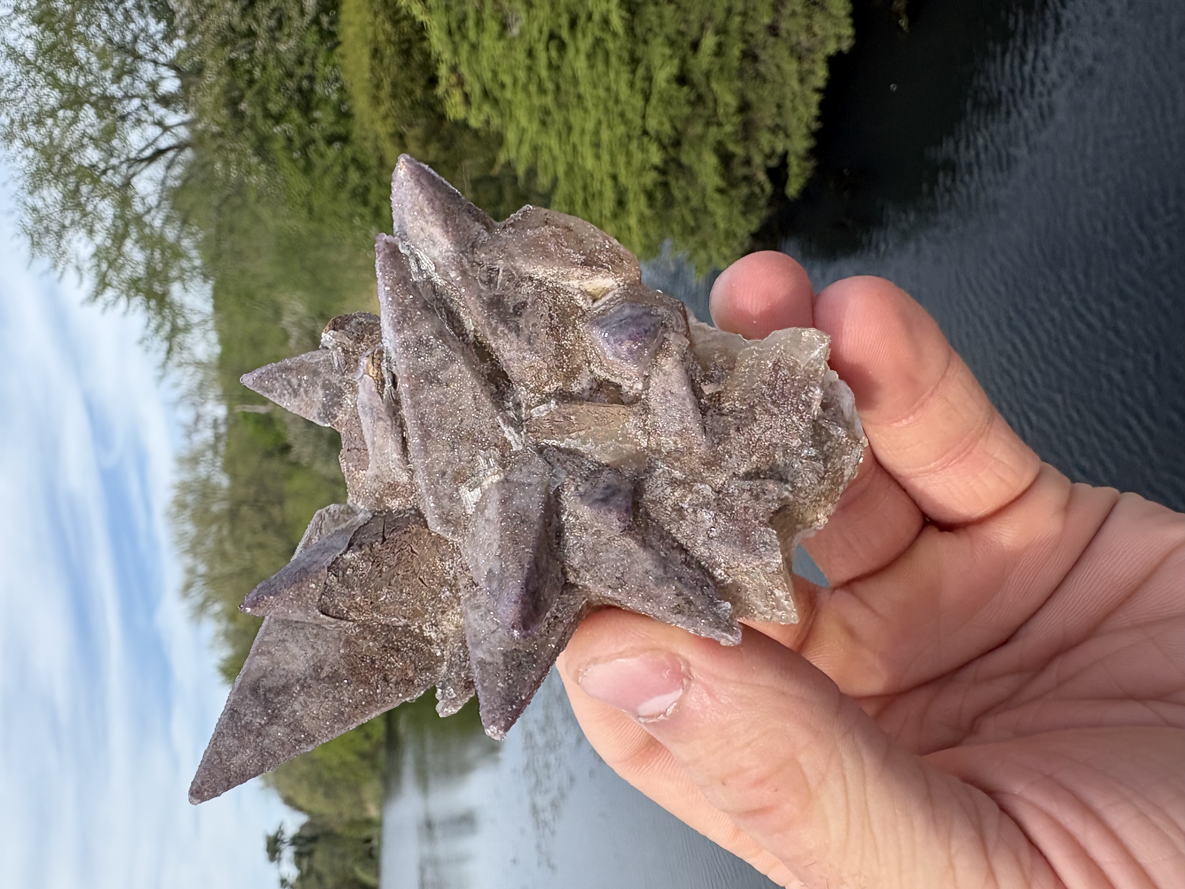 Chocolate Dog-Tooth Calcite & Yttrium Fluorite