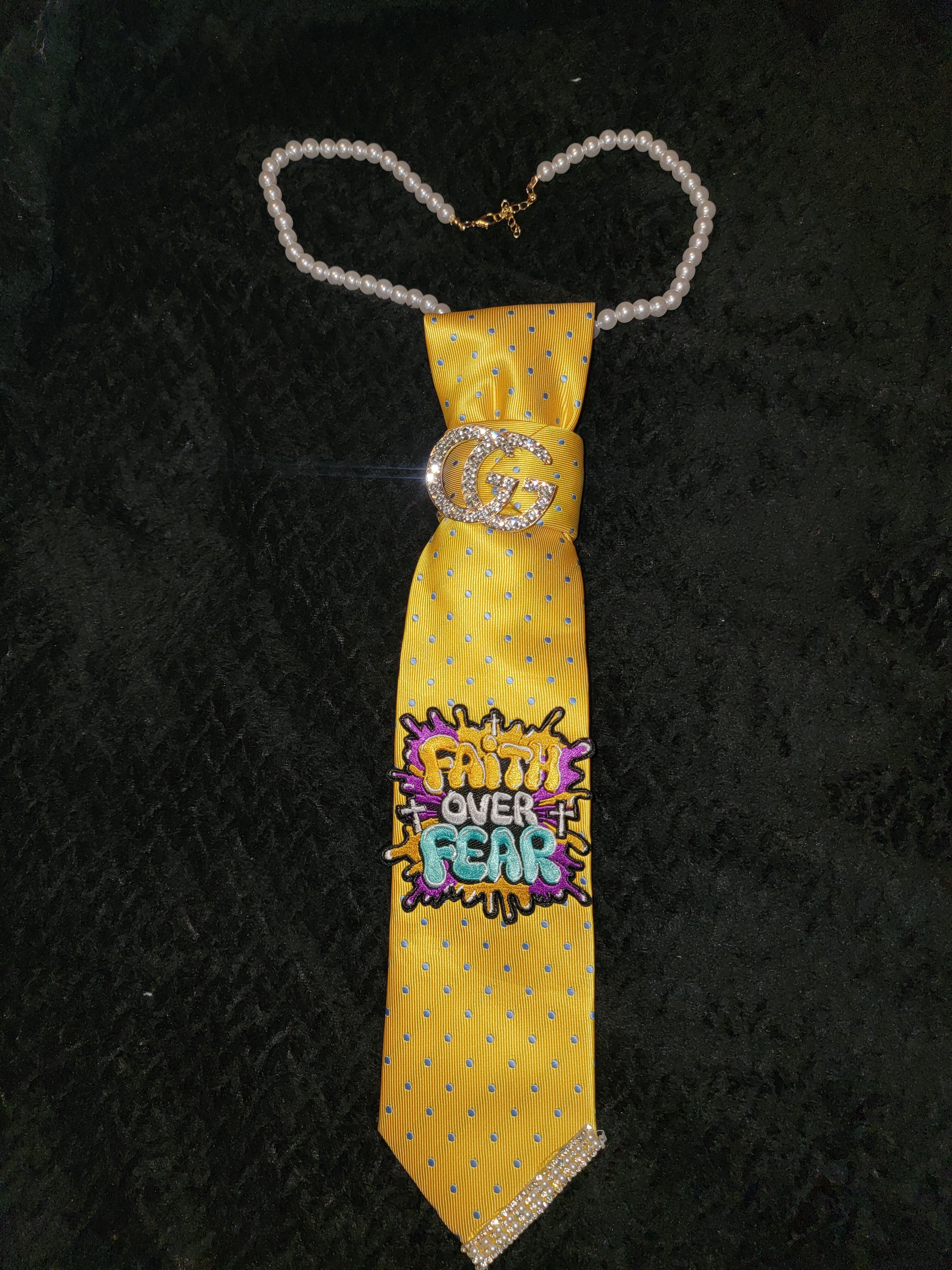 Yellow Tie with 'Faith Over Fear' Patch