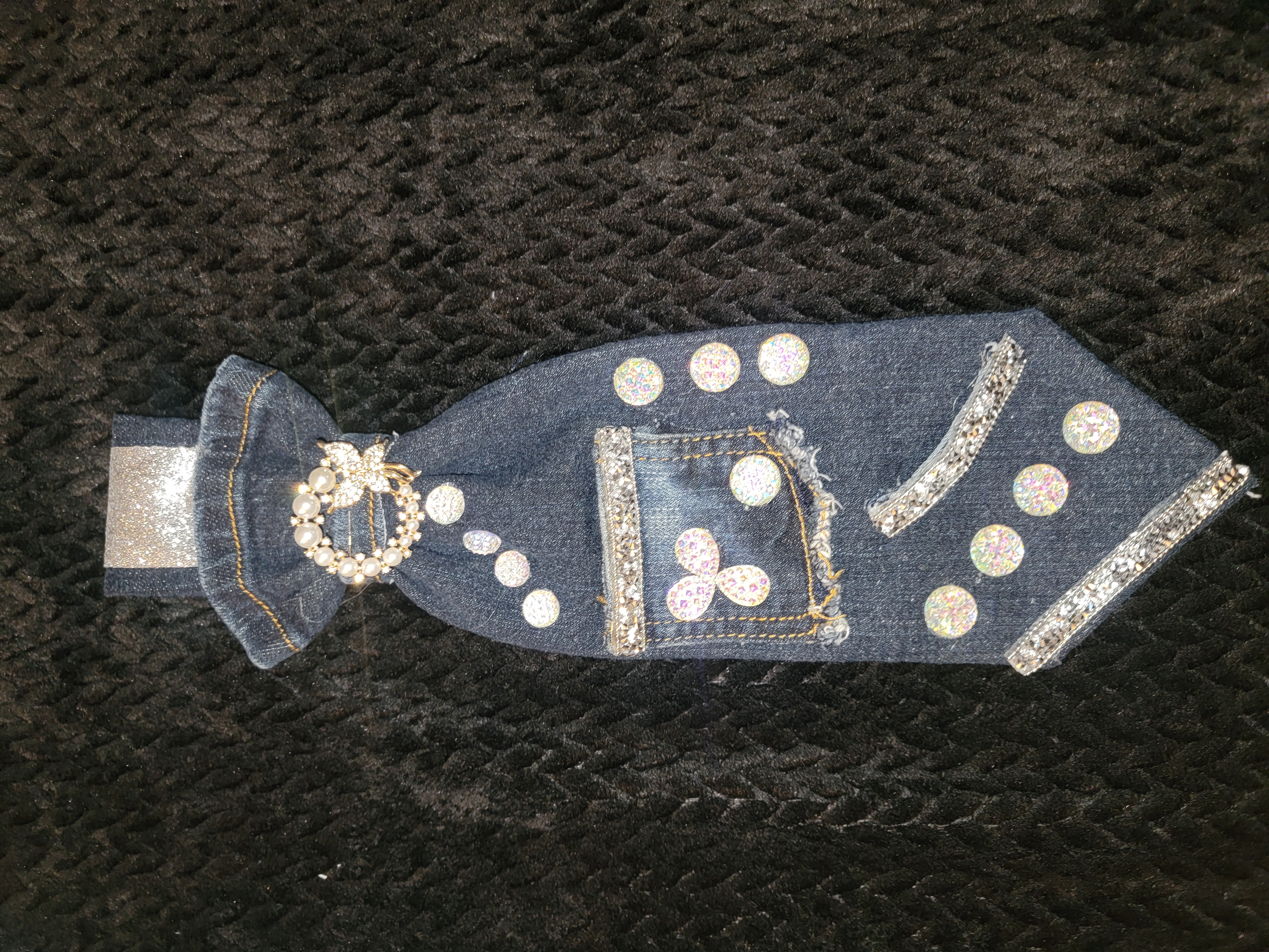 Denim and bling tie