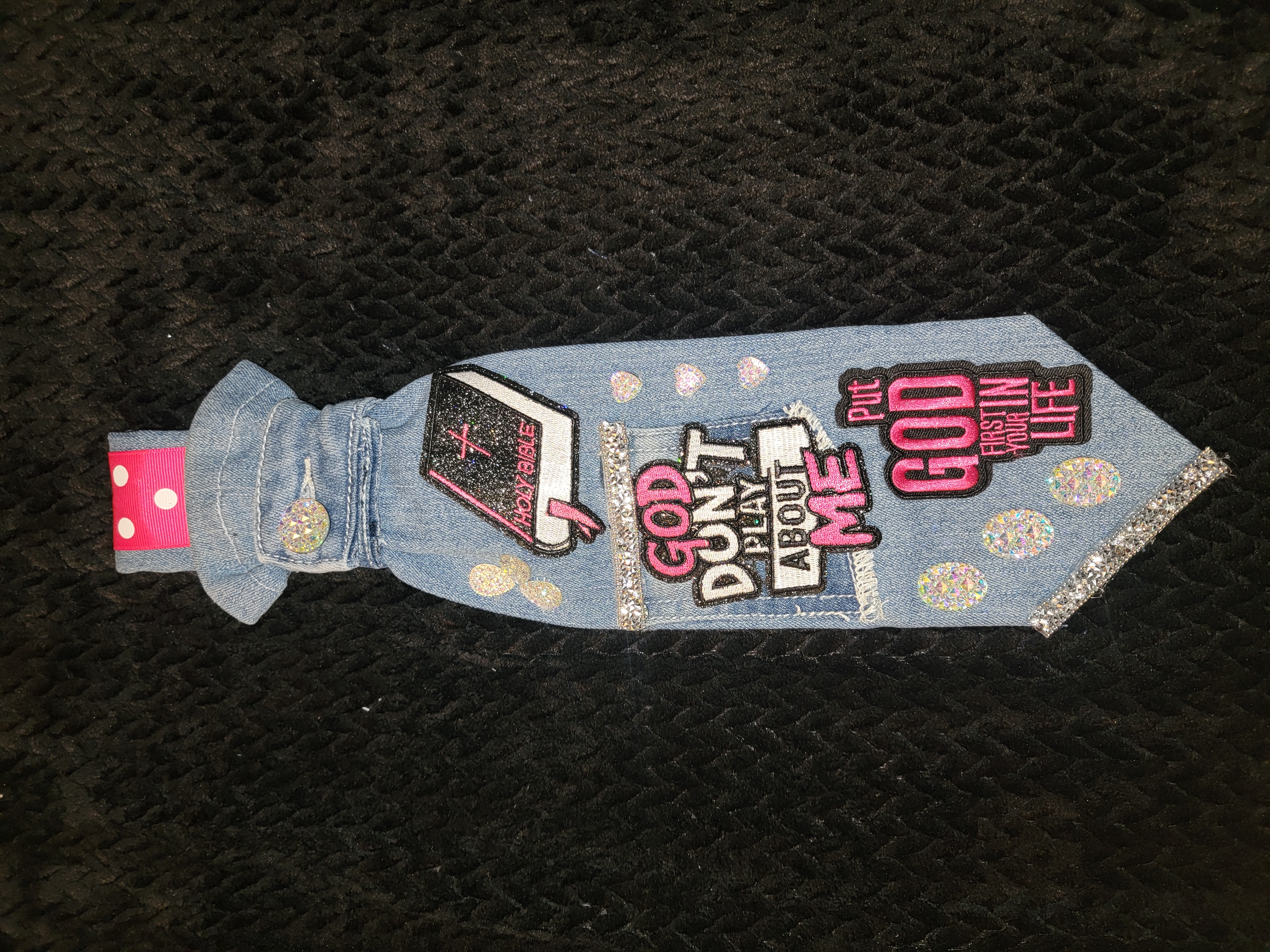 Pink. God don't play about me tie 