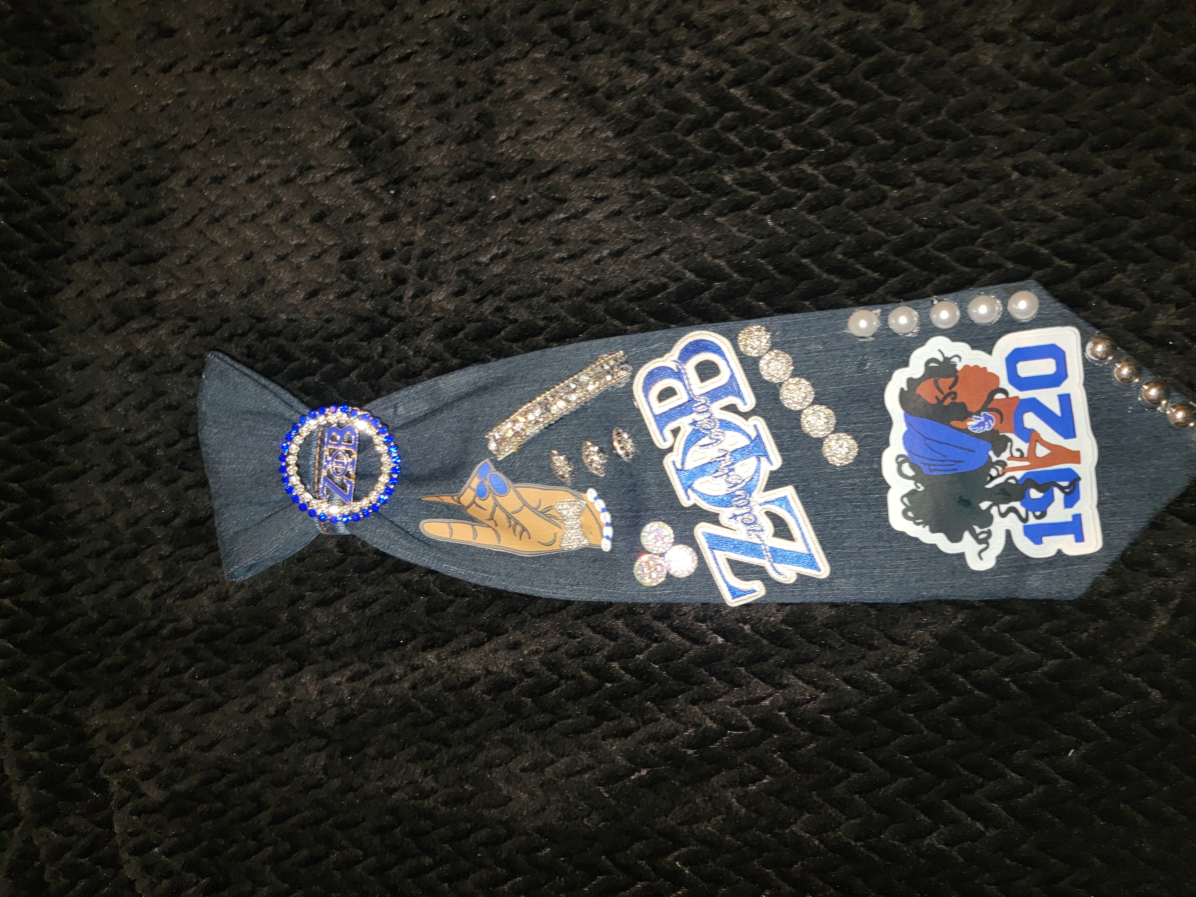 Zeta phi beta tie (dark denim) 