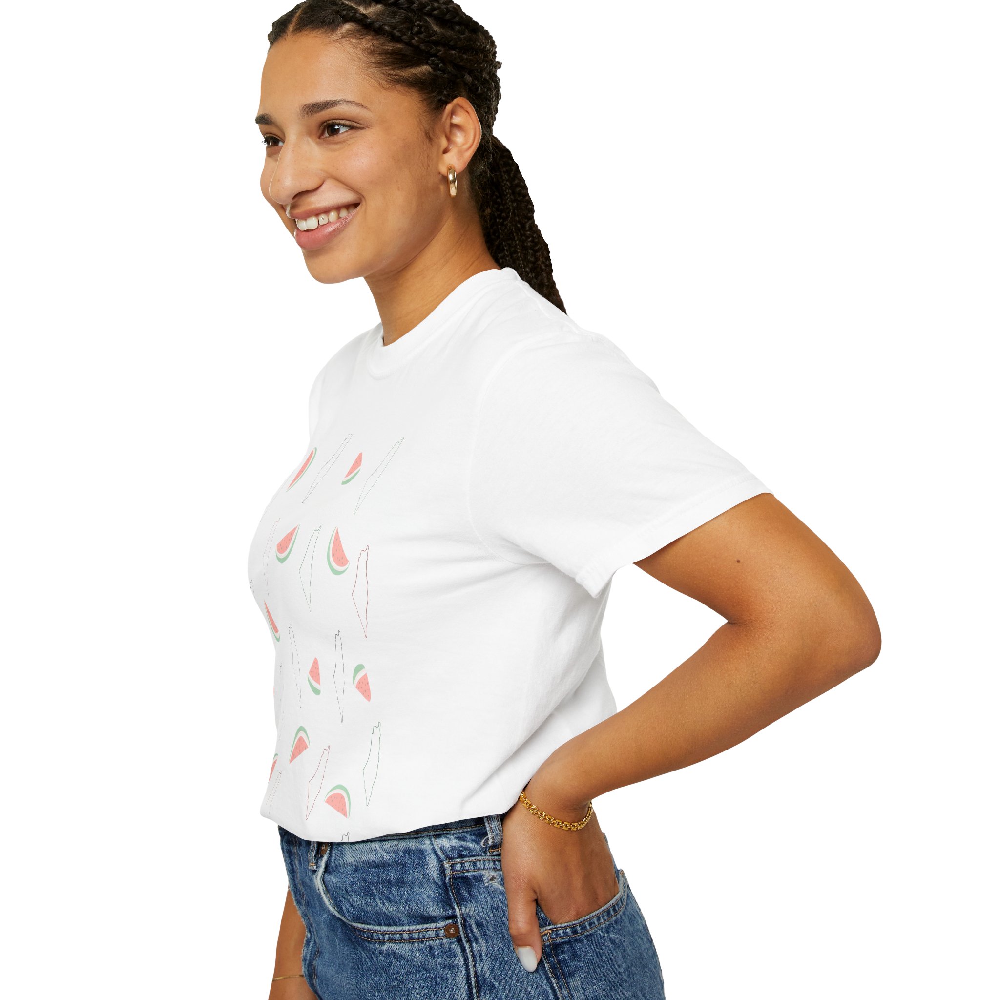 Minimalist Watermelon X Map Print White T-Shirt
