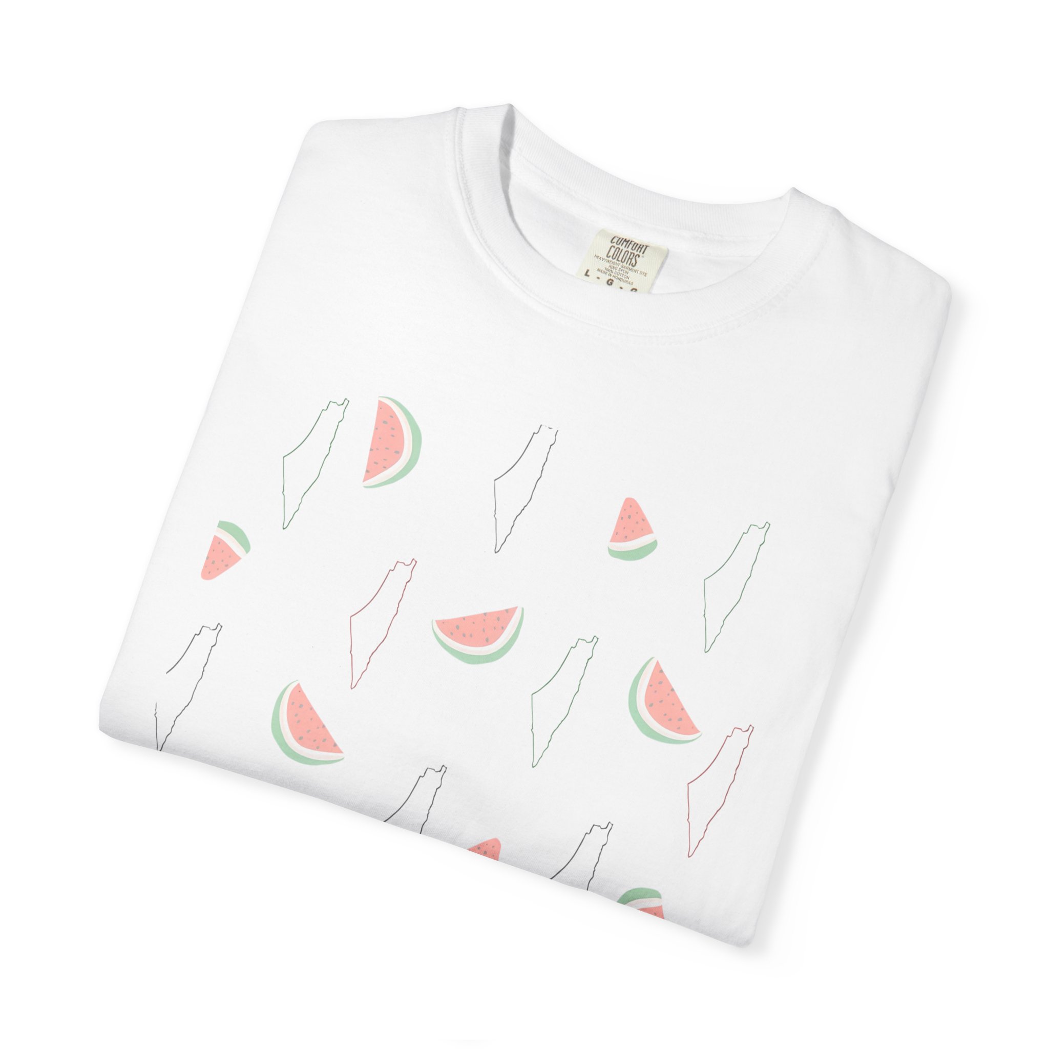 Minimalist Watermelon X Map Print White T-Shirt