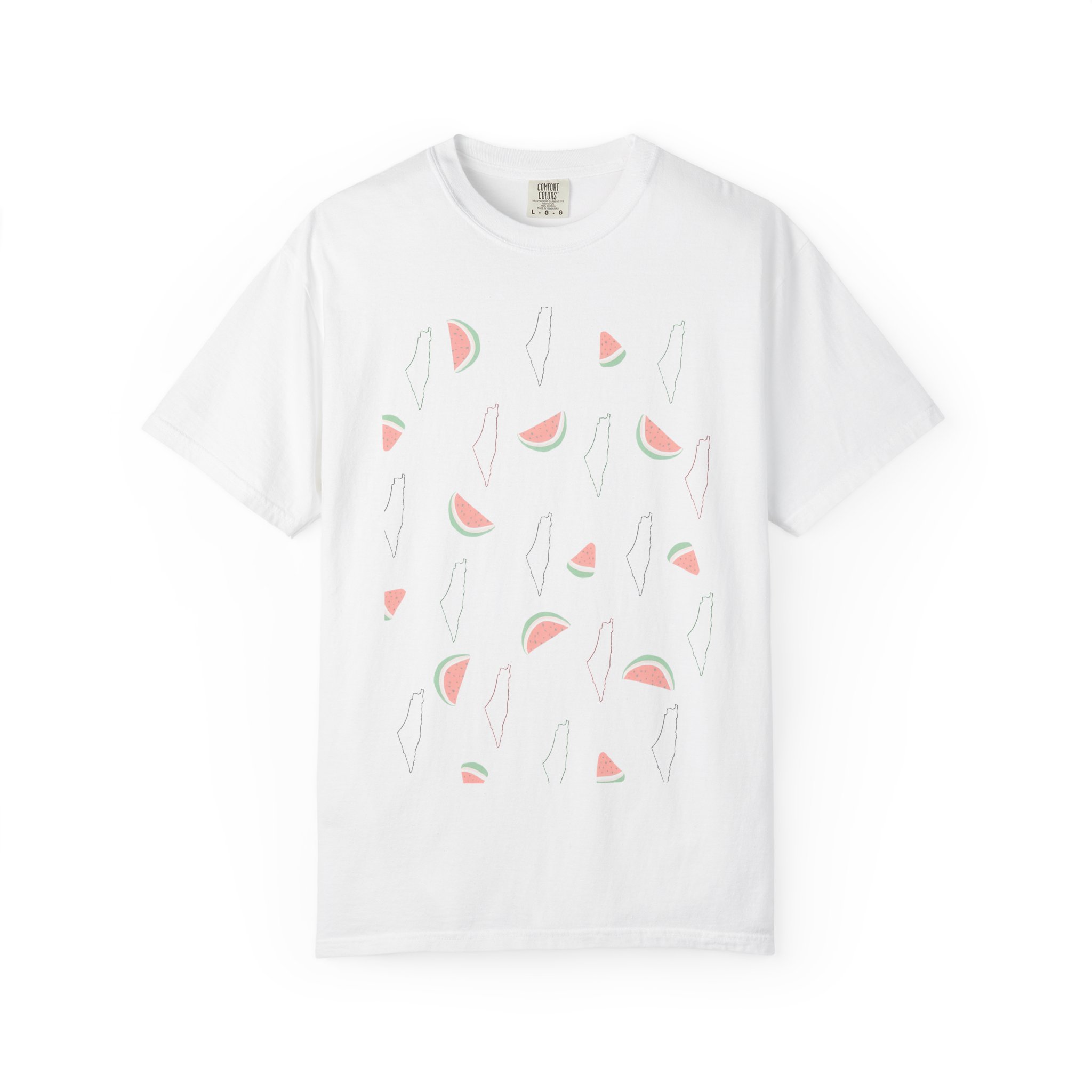 Minimalist Watermelon X Map Print White T-Shirt