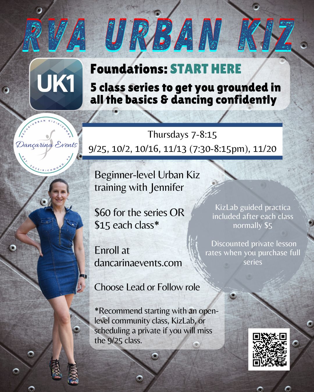 UK1 Foundations: Beginner Urban Kiz Series: Sept-Nov 2025 session