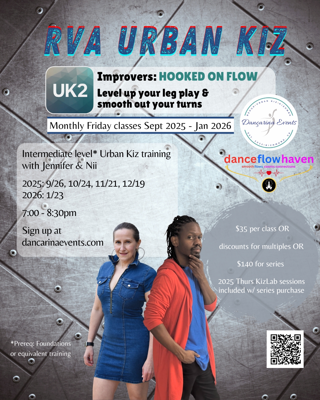 UK 2 Improvers: Hooked on Flow Intermediate Urban Kiz Monthly Friday Classes Sept 2025-Jan 2026