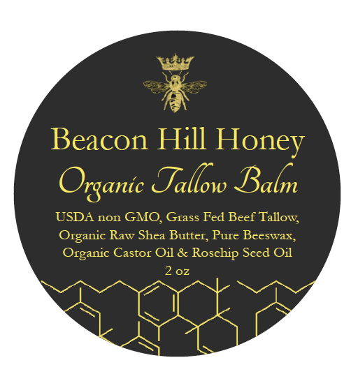 100% Grass-fed Tallow Balm with castor oil and beeswax (2 oz container)