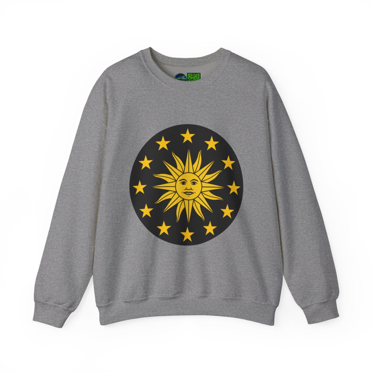 Grey Sweatshirt with Sun and Stars Design