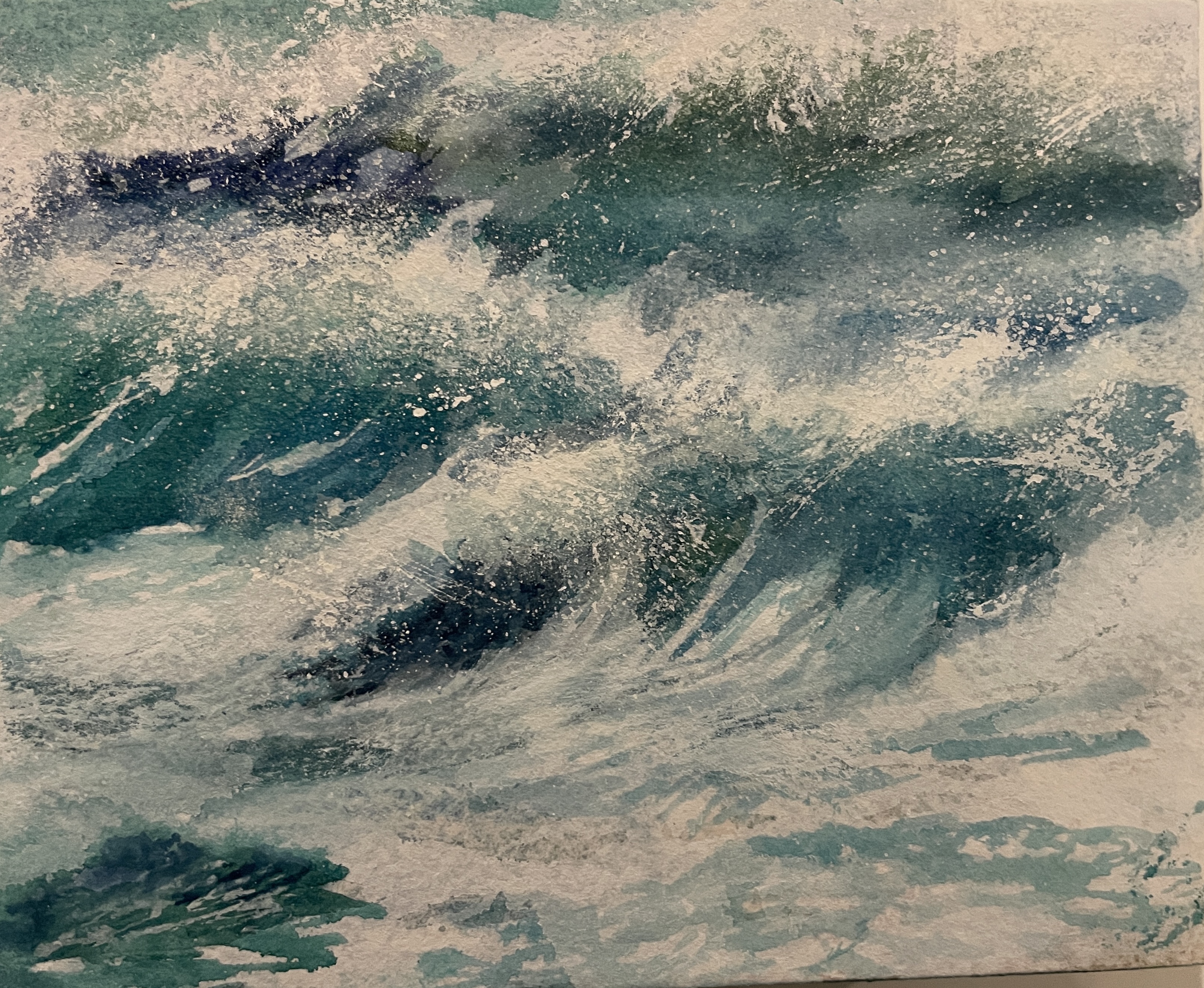 Wave series "Wave2" 5'x4' Gallery wood panel 100% Cotton Arches 140LB Paper