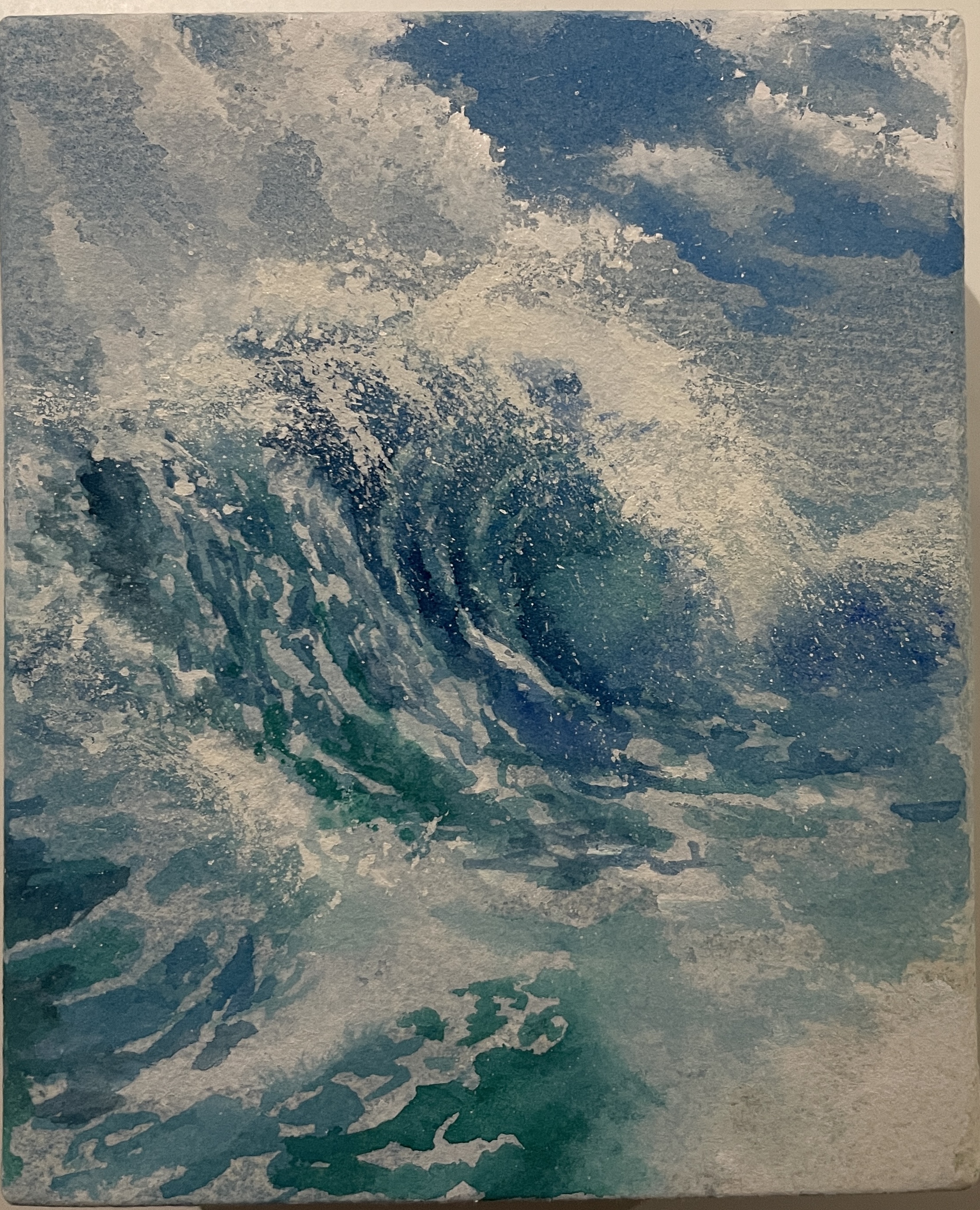 Wave series "Wave3" 5'x4' Gallery wood panel 100% Cotton Arches 140LB Paper(SOLD)
