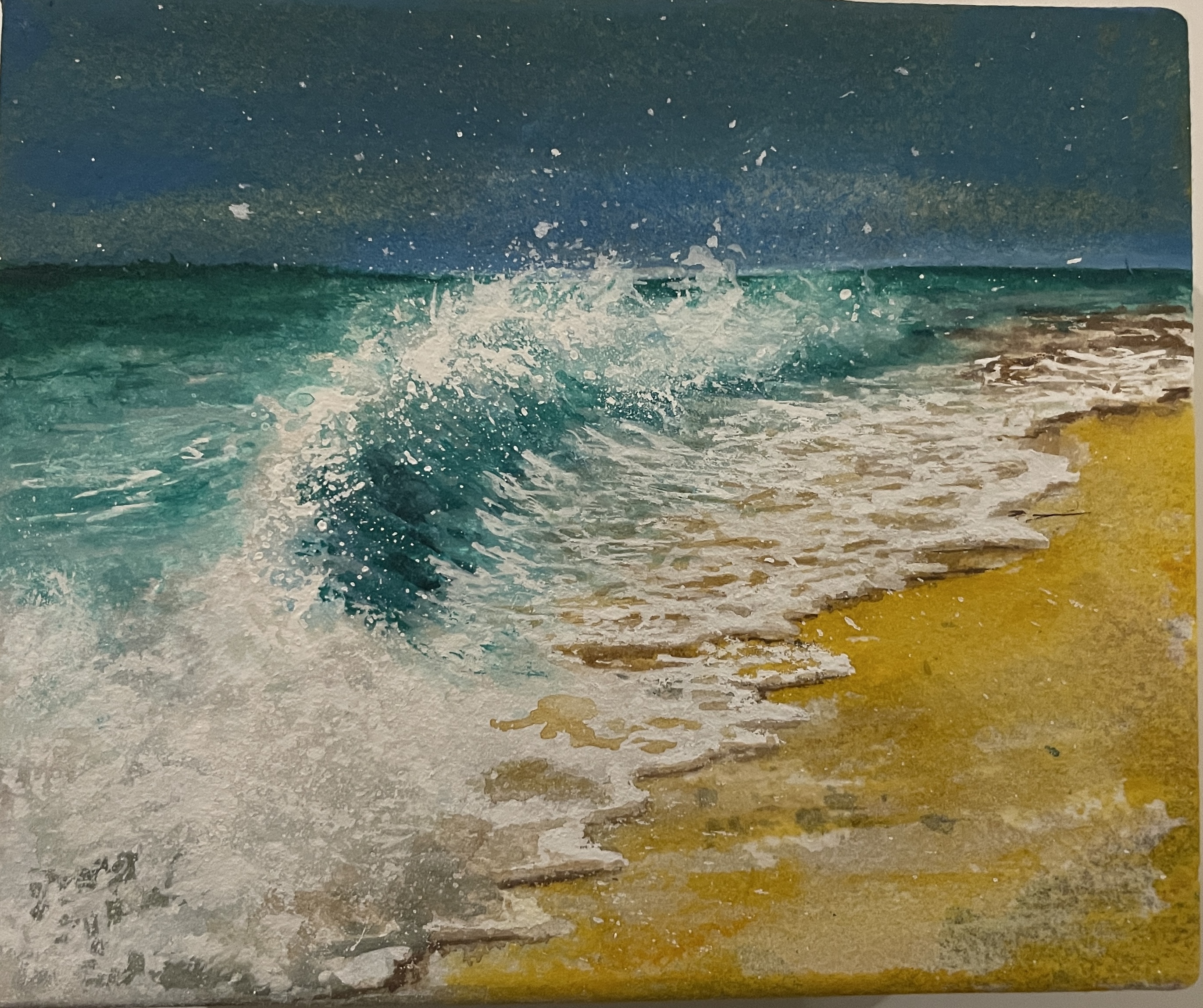 Wave series "Wave4" 5'x4' Gallery wood panel 100% Cotton Arches 140LB Paper(SOLD)