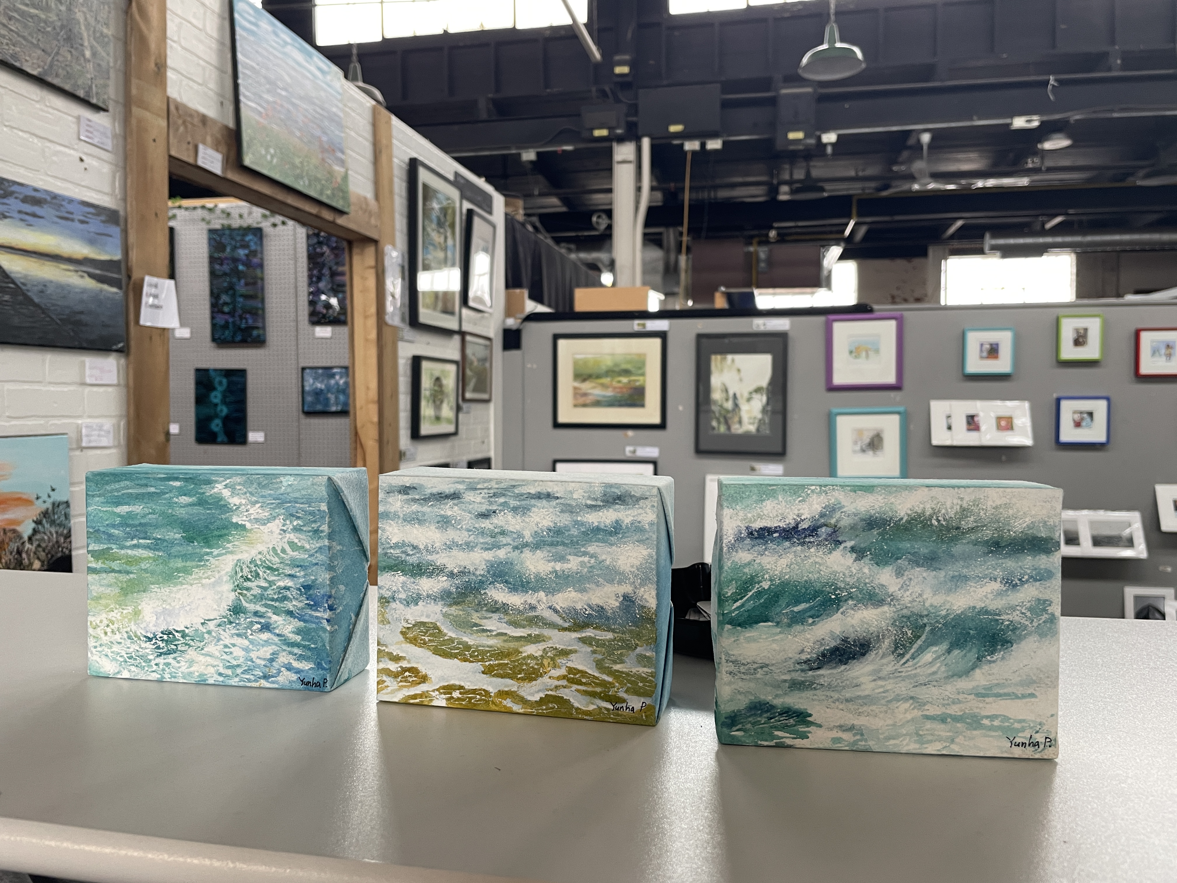 Wave series "Wave4" 5'x4' Gallery wood panel 100% Cotton Arches 140LB Paper(SOLD)