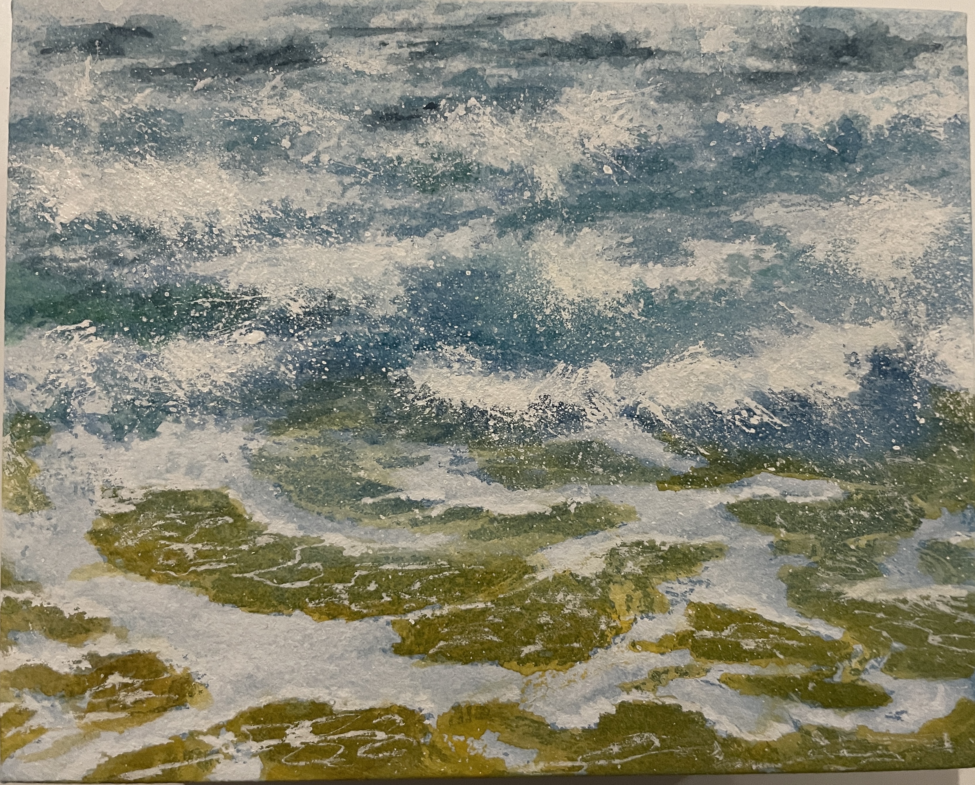 Wave series "Wave5" 5'x4' Gallery wood panel 100% Cotton Arches 140LB Paper