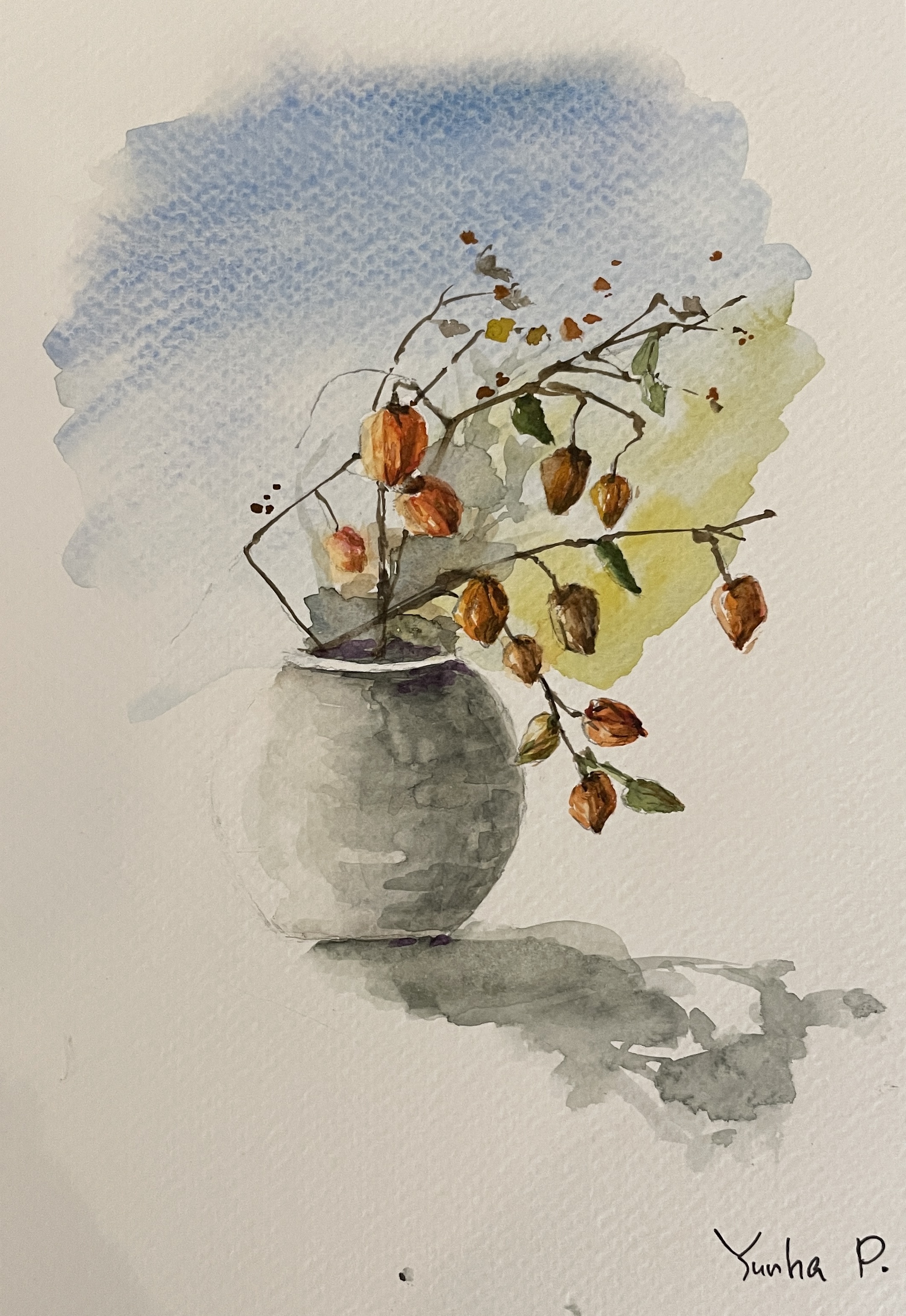 Hand-painted Watercolor Vase Art