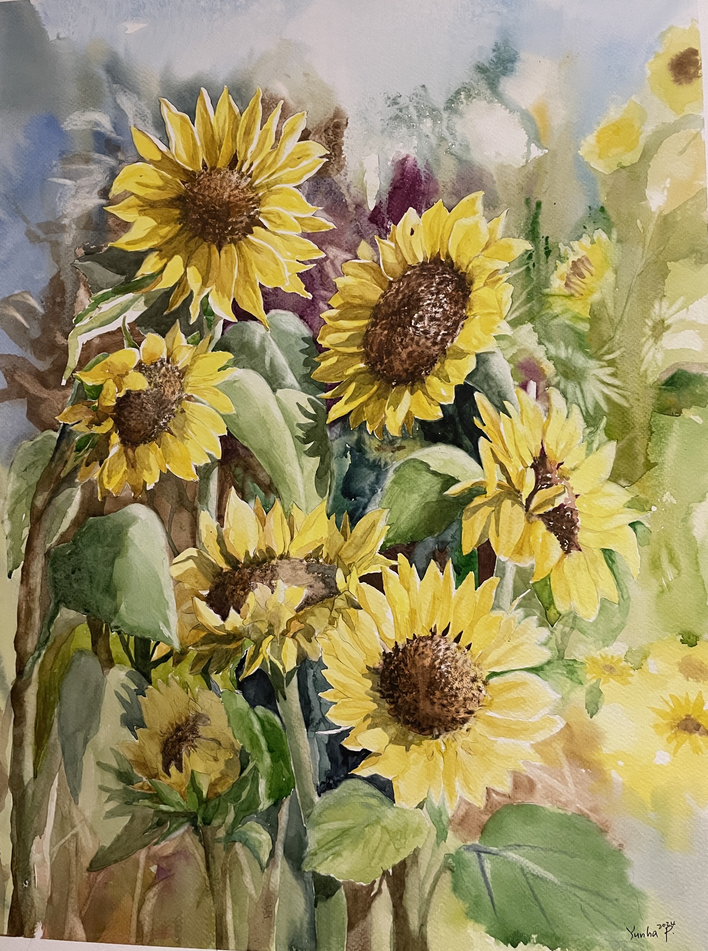 Sunflower Watercolor Painting