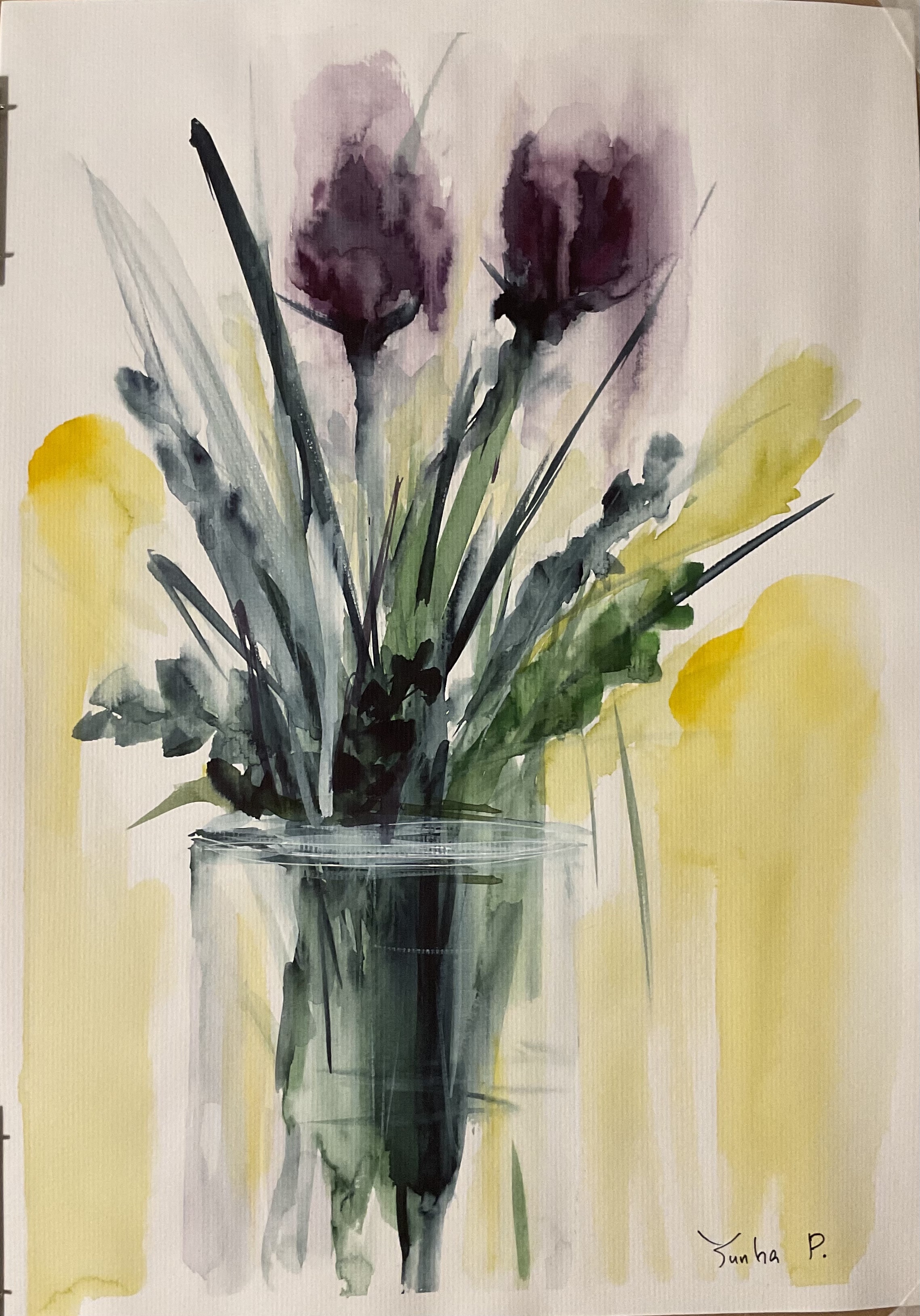Watercolor Floral Painting/12x16' watercolor paper/ deco/ tulips/mothersday/gift/thanks/Original painting/fineart