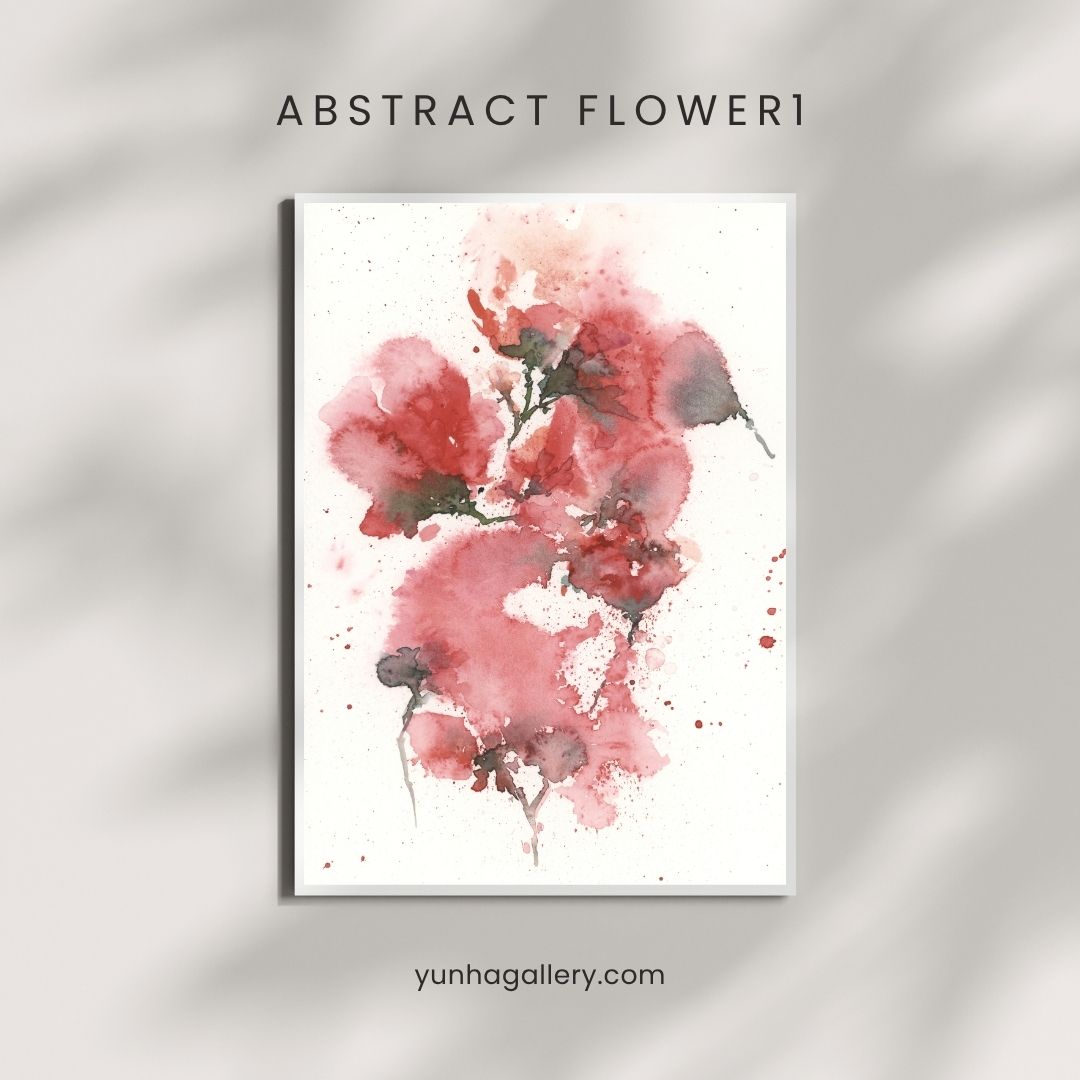 Original watercolor painting - Abstract floral, deco, living room, wall art, printable