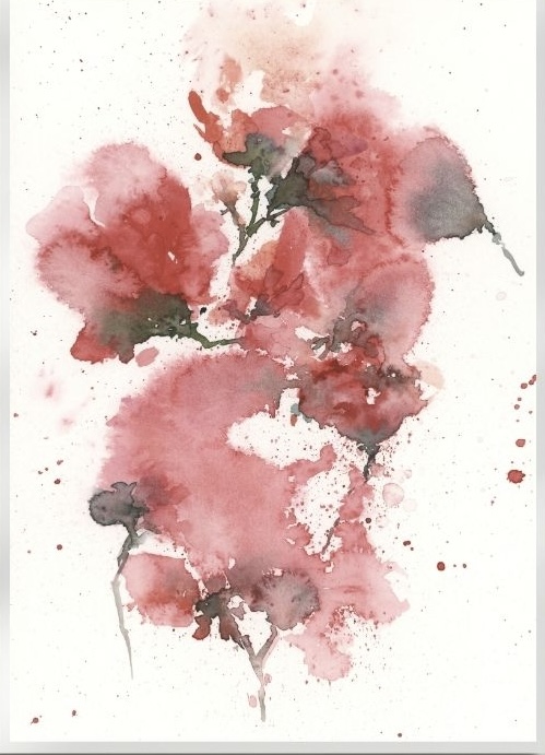 Original watercolor painting - Abstract floral, deco, living room, wall art, printable