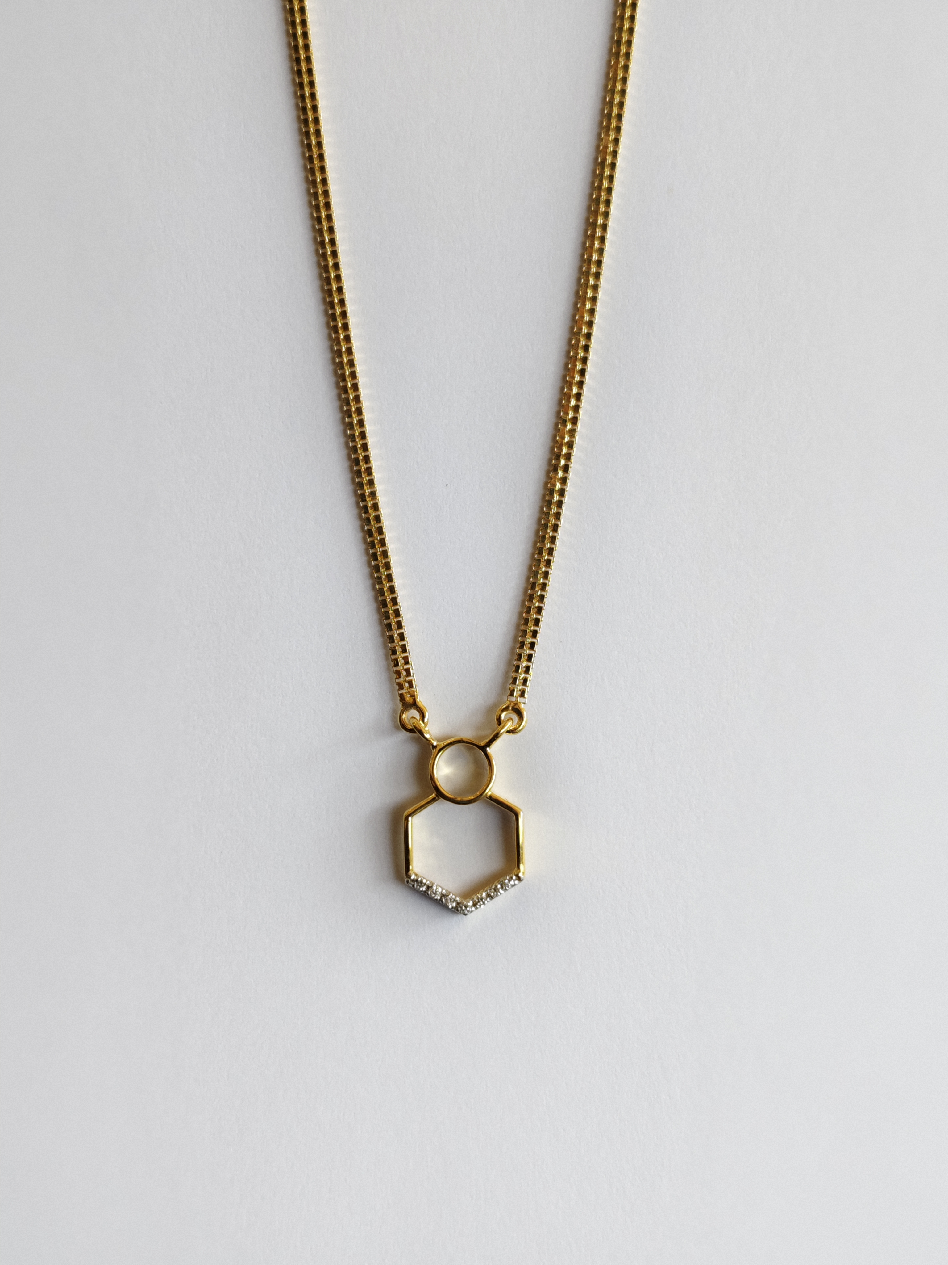 Geometric Gold Pendant Necklace