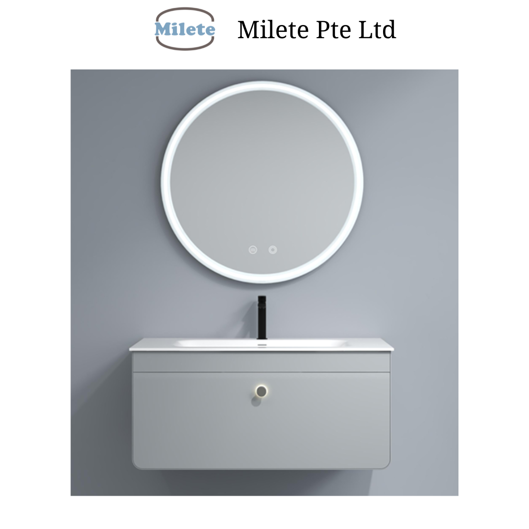 Vanity Set with Circular Mirror and Touch Screen Light Control