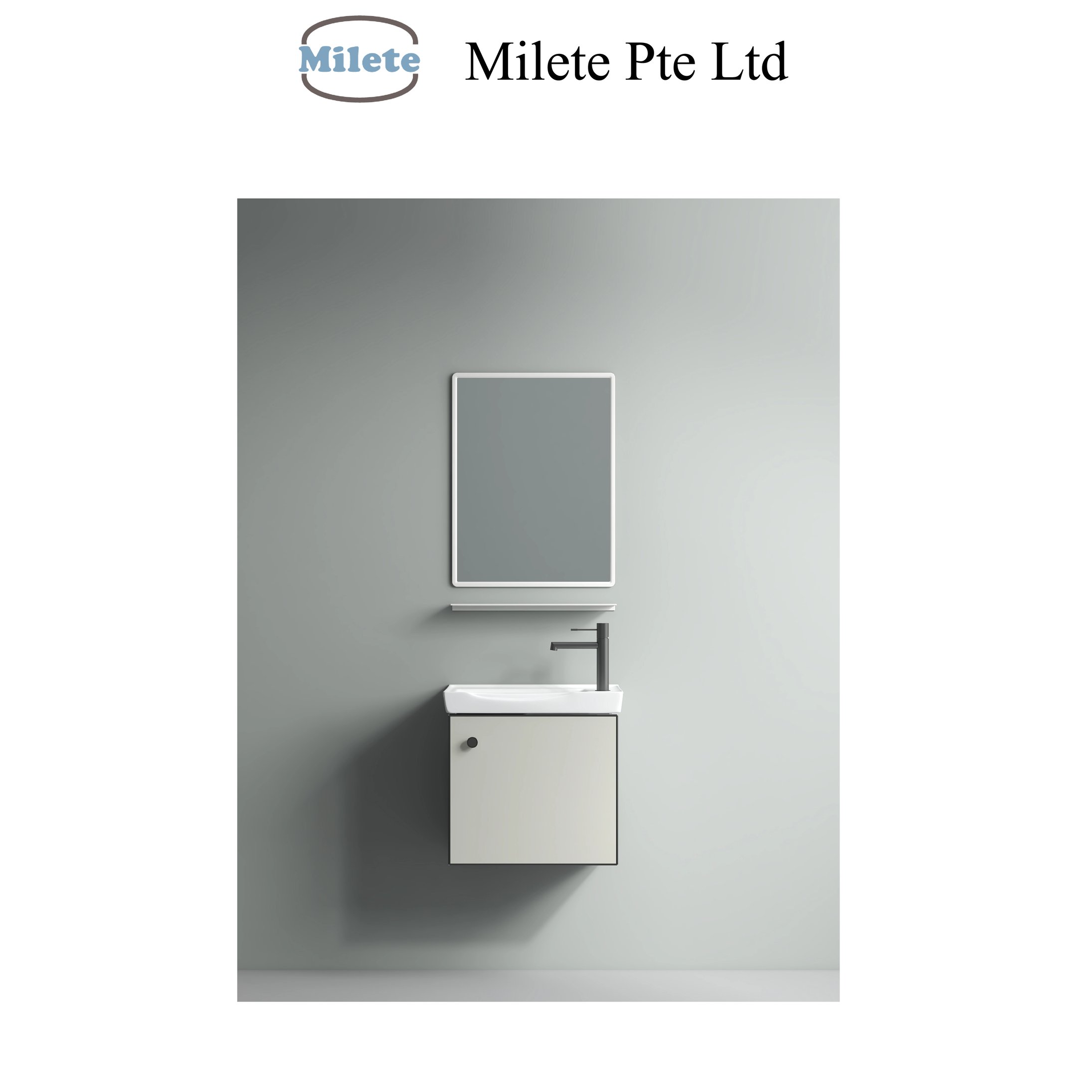Bathroom Vanity with Plain Mirror and Under-Sink Storage Cabinet