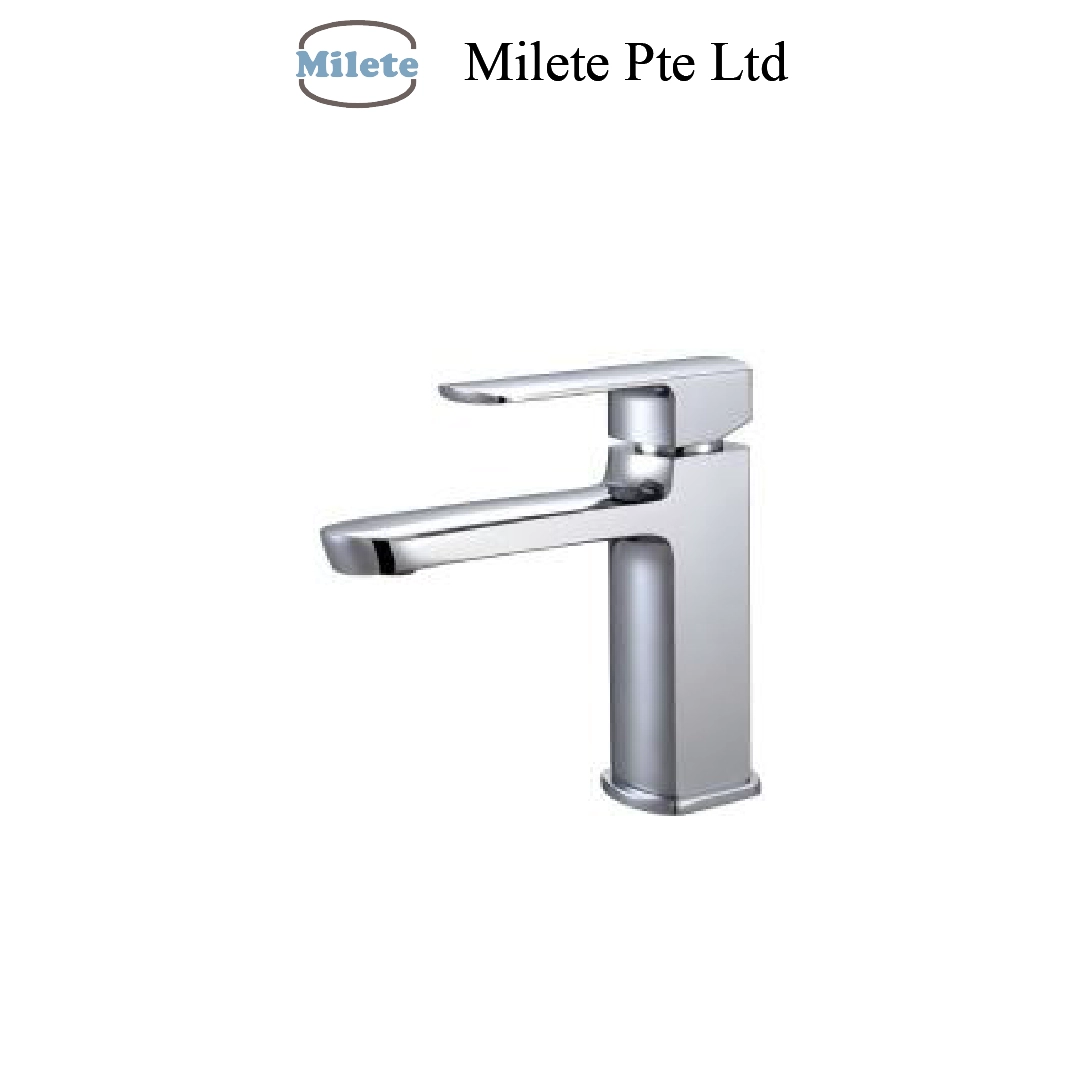 Square Basin Tap, Modern Chrome Pillar Mounted Bathroom Faucet