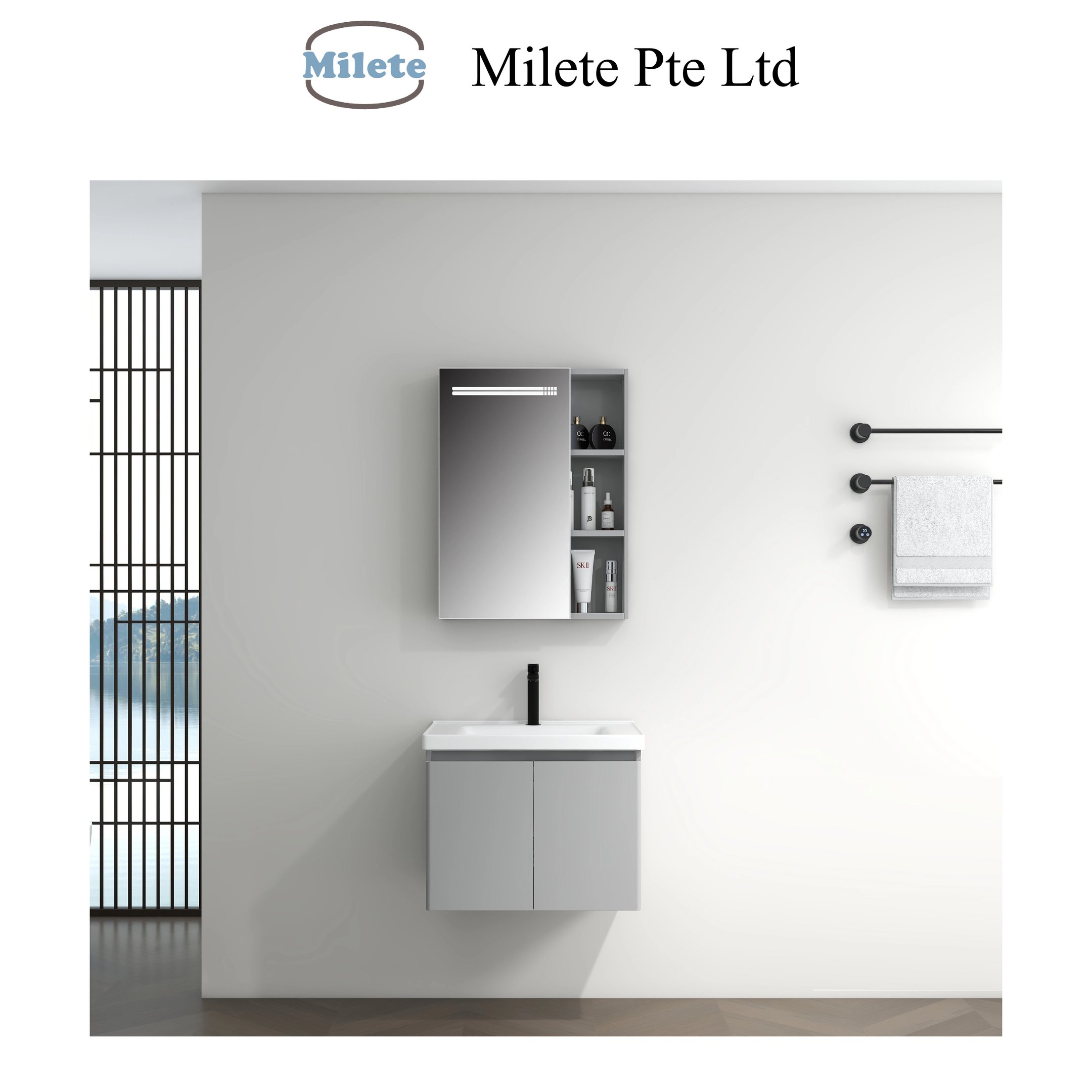 Compact Bathroom Vanity Set with Storage Cabinet and Mirror