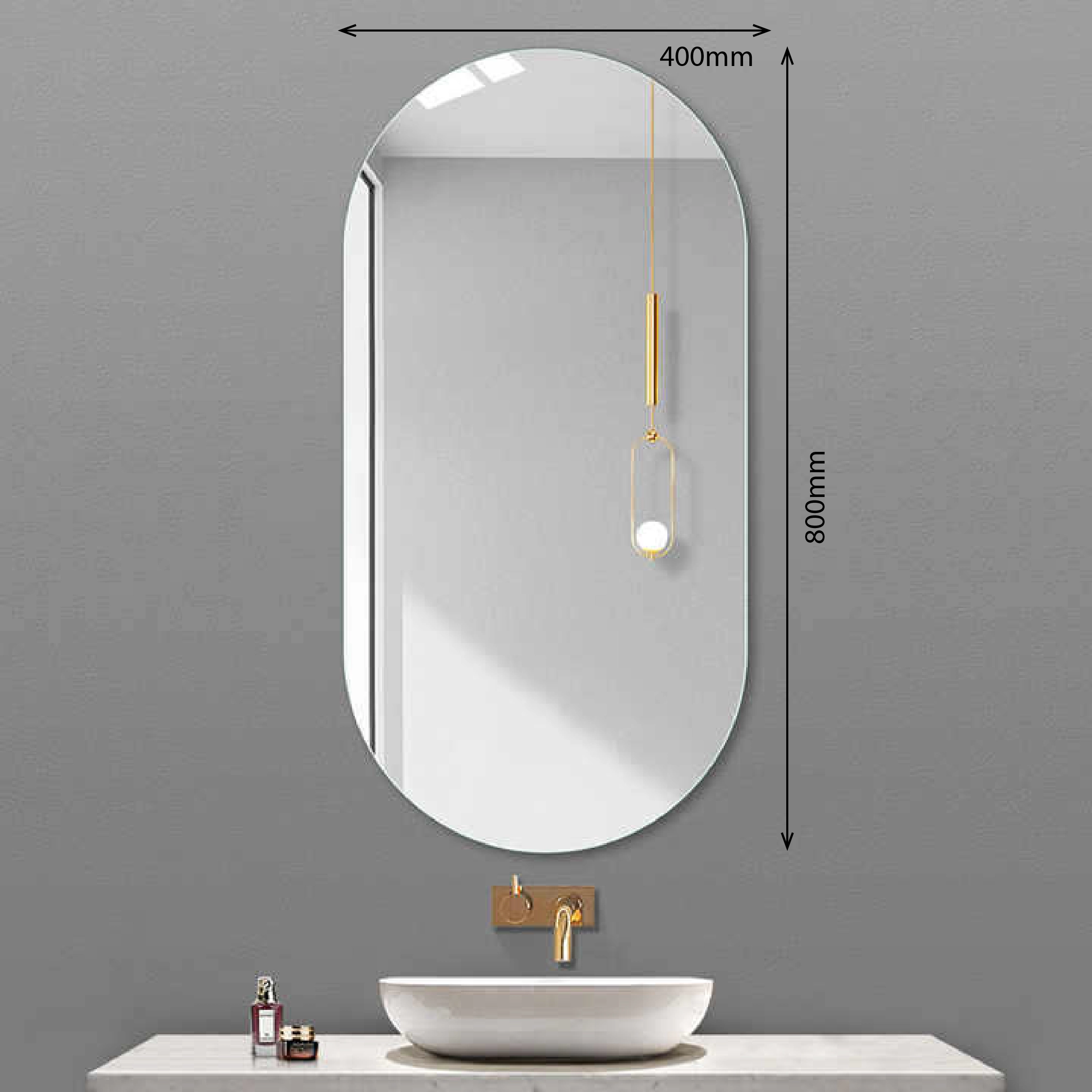 Modern Oval Bathroom Mirror – 400×800mm Wall-Mounted Vanity Mirror