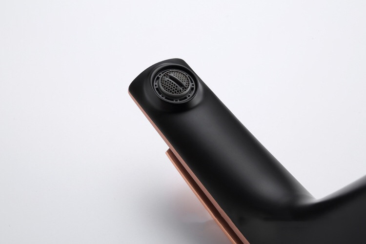 Luxury Black & Rose Gold Basin Tap, Modern Pillar Mounted Bathroom Faucet