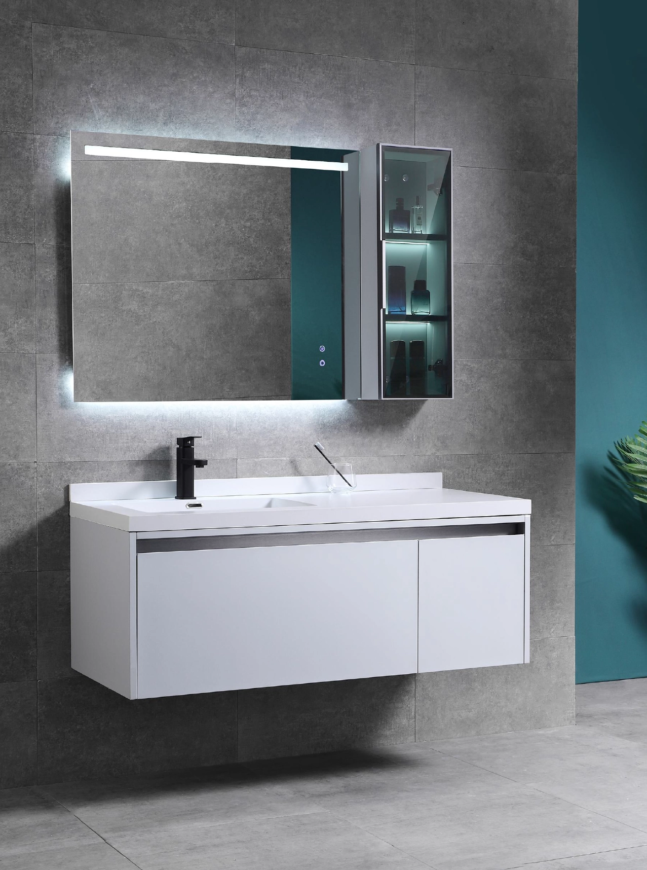 Vanity Set with Touch Screen Light Control